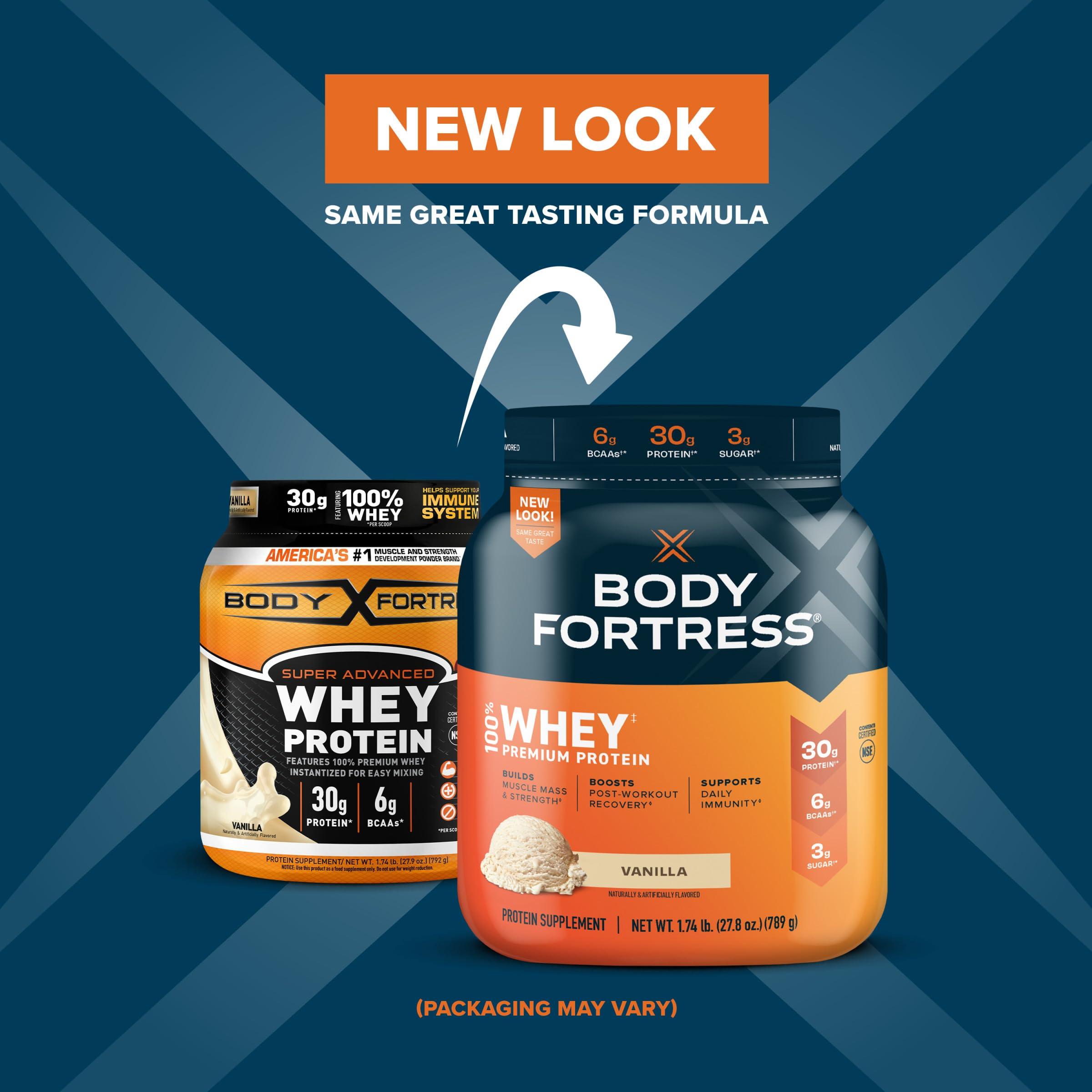 Body Fortress Body Fortress 100% Whey, Premium Protein Powder, Chocolate Peanut Butter, 1.78lbs (Packaging May Vary) & 100% Whey, Premium Protein Powder, Vanilla, 1.74lbs (Packaging May Vary)