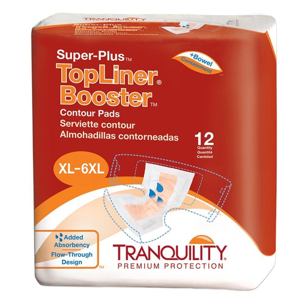 TRANQUILITY Tranquility TopLiner® Disposable Absorbent Booster Contour Pads for Bowel Incontinence - Super-Plus (32" x 14") - 96 ct