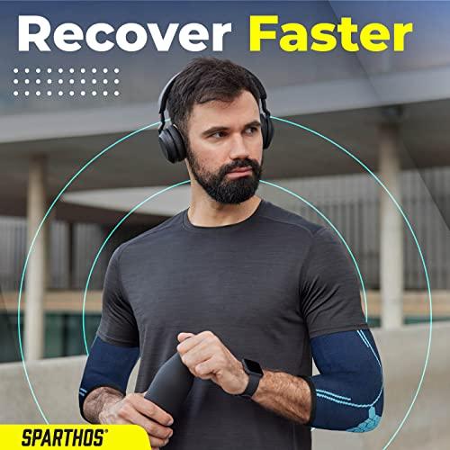 Sparthos Sparthos Elbow Compression Sleeves (Pair) – Tendonitis Elbow Brace Golfer's Tennis Elbow Support for Men and Women – Arm Injury Recovery & Prevention Biceps Triceps Joint Pain Relief (Beige-M)