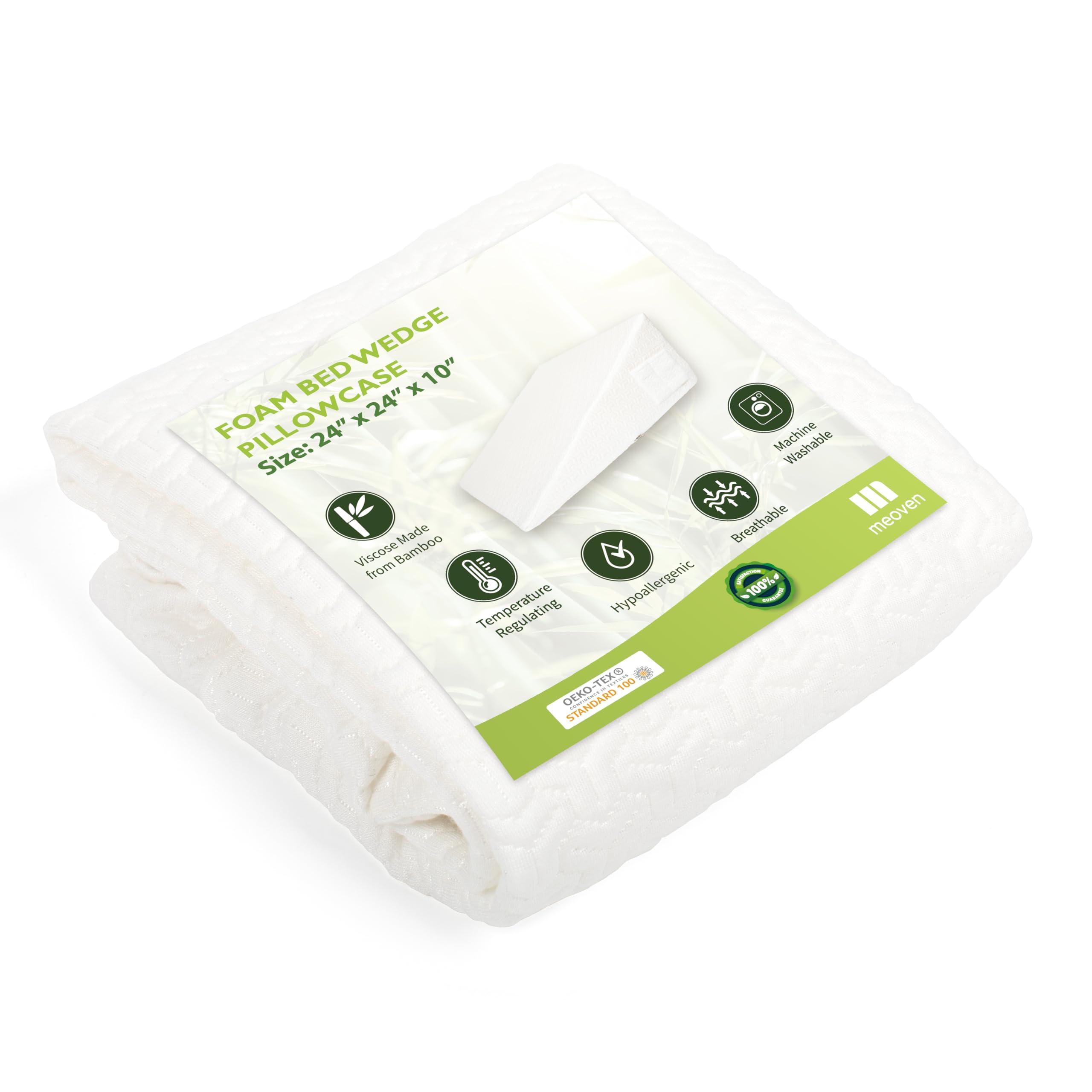 MEOVEN Wedge Pillow Cover for 24x24x10 Bed Wedge Pillow, Hypoallergenic, Replacement Wedge Pillow Case Cover with Zipper & Pockets