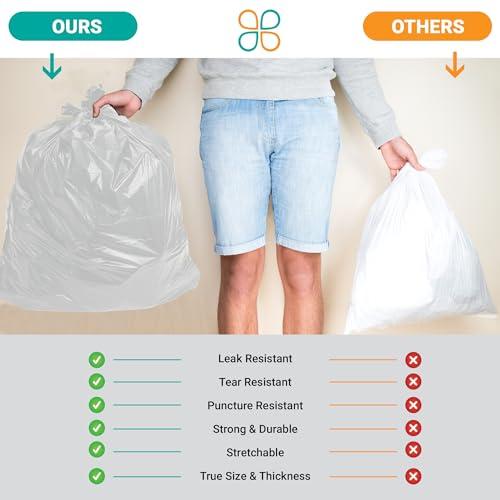 PlasticMill PlasticMill Heavy Duty Trash Bags - Clear Garbage Bags - Plastic Trash Bags - Kitchen, Bathroom, Office Garbage Bags, Trash Can Liners - 4-Gallon Small Trash Bags, 6 Microns, 17\"x18\" (100-Count)