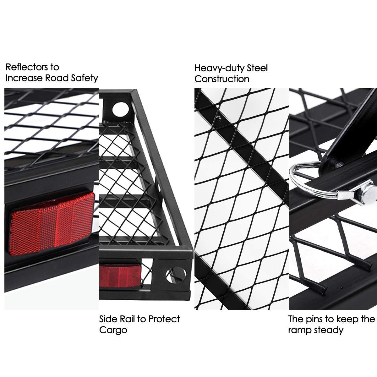 Nightcore Nightcore Foldable Wheelchair Carrier, Mobility Scooter Loading Ramp for 500 Lbs Capacity, Heavy Duty Strong Hitch Cargo with Ramp,Folded to 3 different positions, 49"X28"X4"