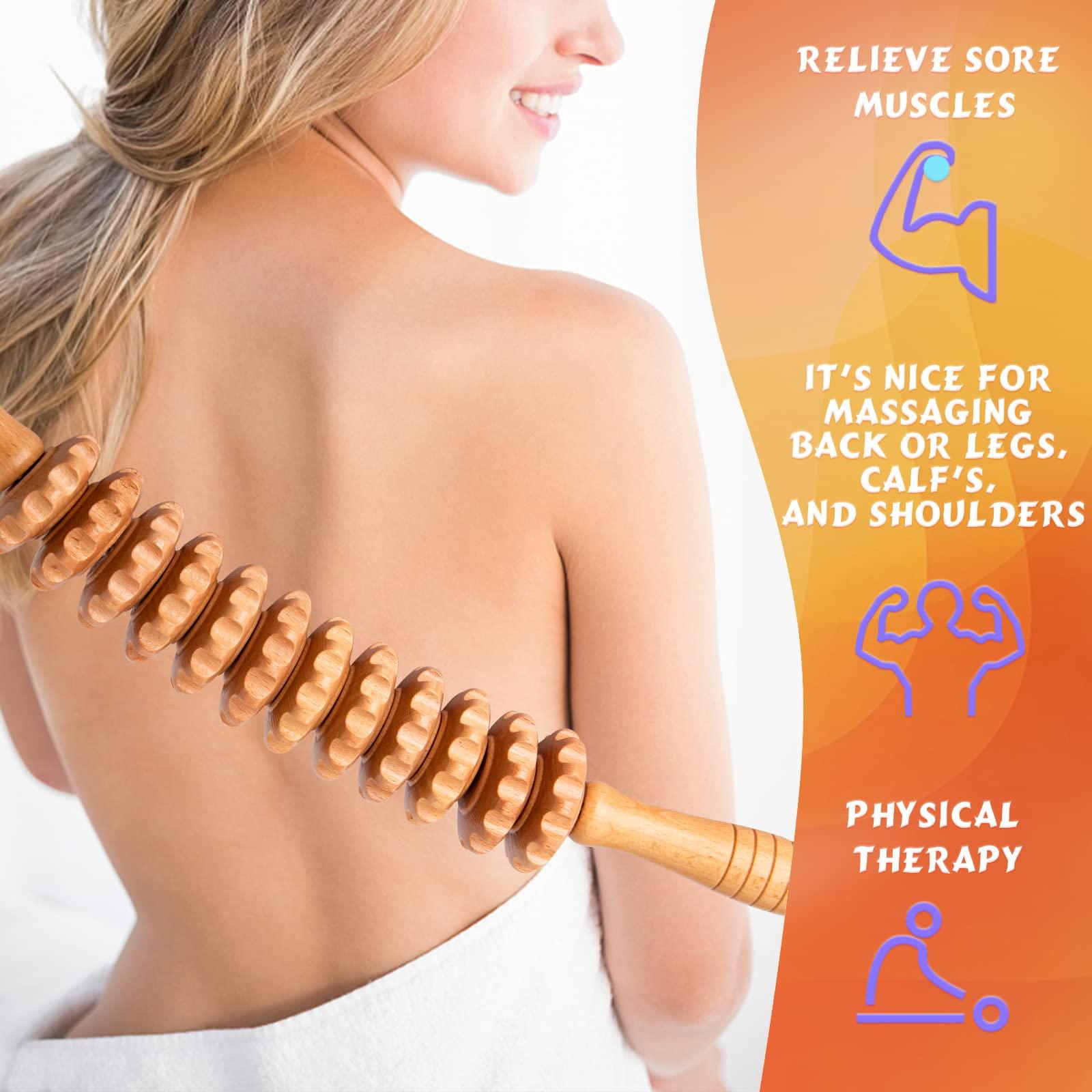 DAOZWUBGIH DAOZWUBGIH Curved Wood Therapy Massage Roller Tools,Lymphatic Drainage, Cellulite Massage & Wooden Muscle Roller Stick for Waist and Thigh, Stomach Rolling Massager Tool with White Box