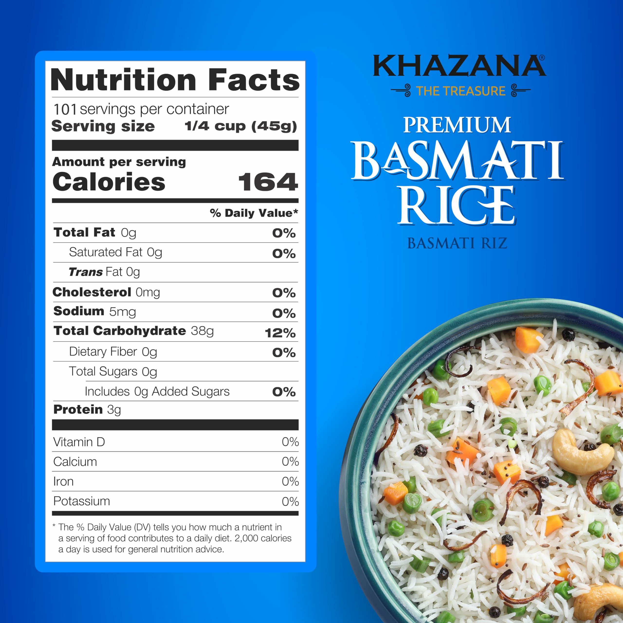 Khazana Khazana Authentic Premium Basmati Rice - 4lb Resealable Zipper Bag | Non-GMO, Gluten-Free, Kosher & Cholesterol-Free | Aromatic & Flavorful Grain From India