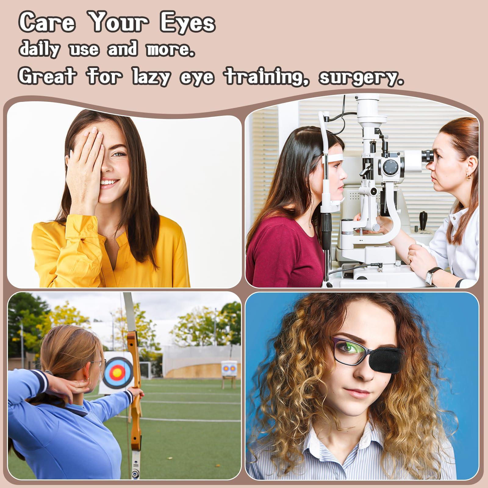WY LIGHTING LEVEL 6Pcs Eye Patches Comfortable Left or Right Single Eye Patches Professional Medical One Eye Cover Reusable Black Soft Single Eye Patches for Eyeglass Treat Lazy Amblyopia Strabismus Adults Girls Boys