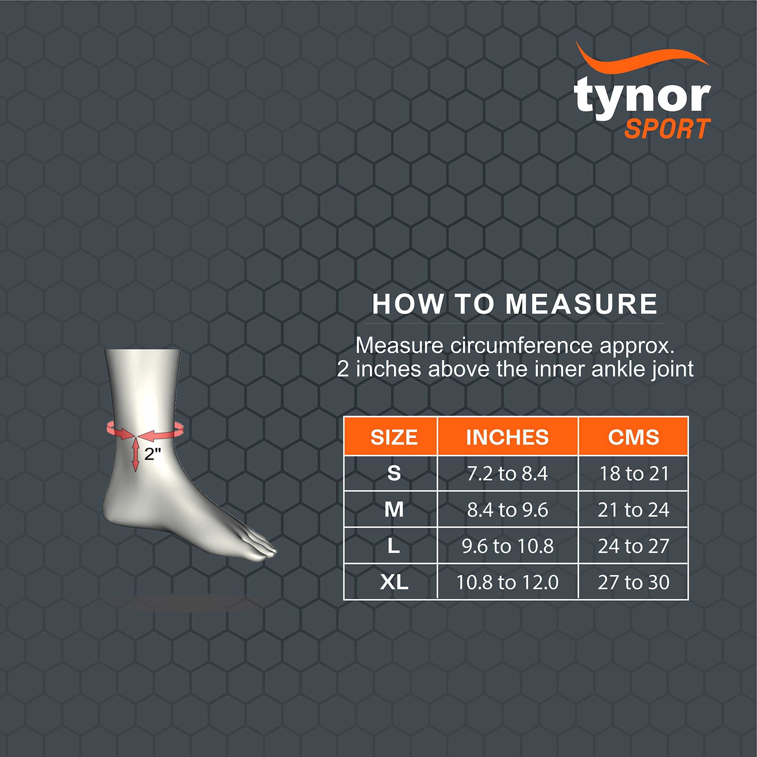 TYNOR TYNOR Ankle Binder Air Pro for Women & Men, Ankle Sprain Compression Sleeve, Foot Brace with Ankle Support Brace Strap, Heel Protector Wrap for Pain - Black & Orange, Medium, 1 Unit