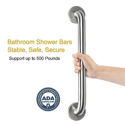 VANNSOO VANNSOO Grab Bars for Shower, Bathroom Shower Handle for Elderly Seniors, Toilet Safety Suction Handicap Grab Bars for Wall, Stainless Steel Hand Rail for Bathtubs (24 Inch, Brushed)