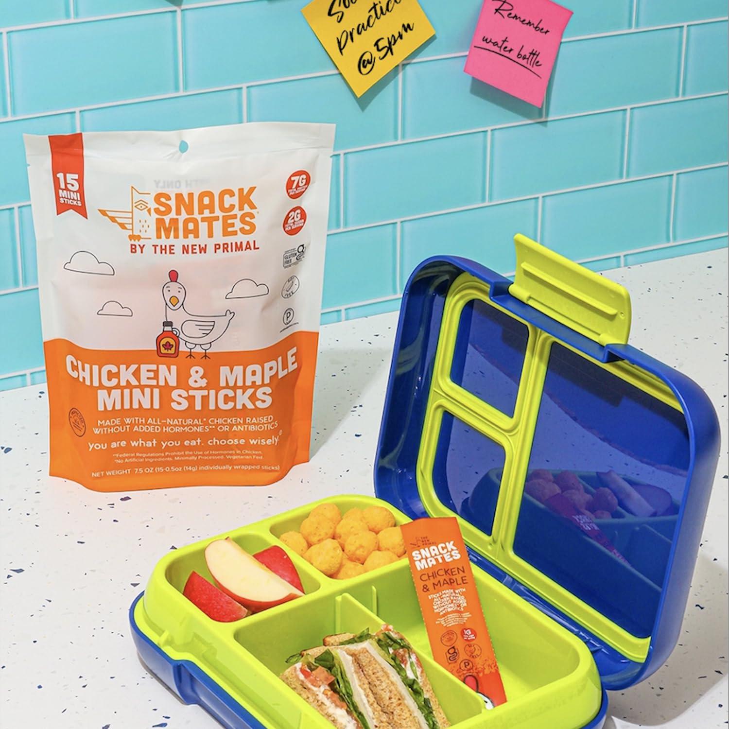 The New Primal The New Primal Snack Mates Chicken & Maple Sticks, Gluten Free Healthy Snacks for Kids, Low Sugar High Protein Back to School Snacks, Mini Paleo Jerky Meat Stick, 7g Protein, 50 Calories, 15 Pack