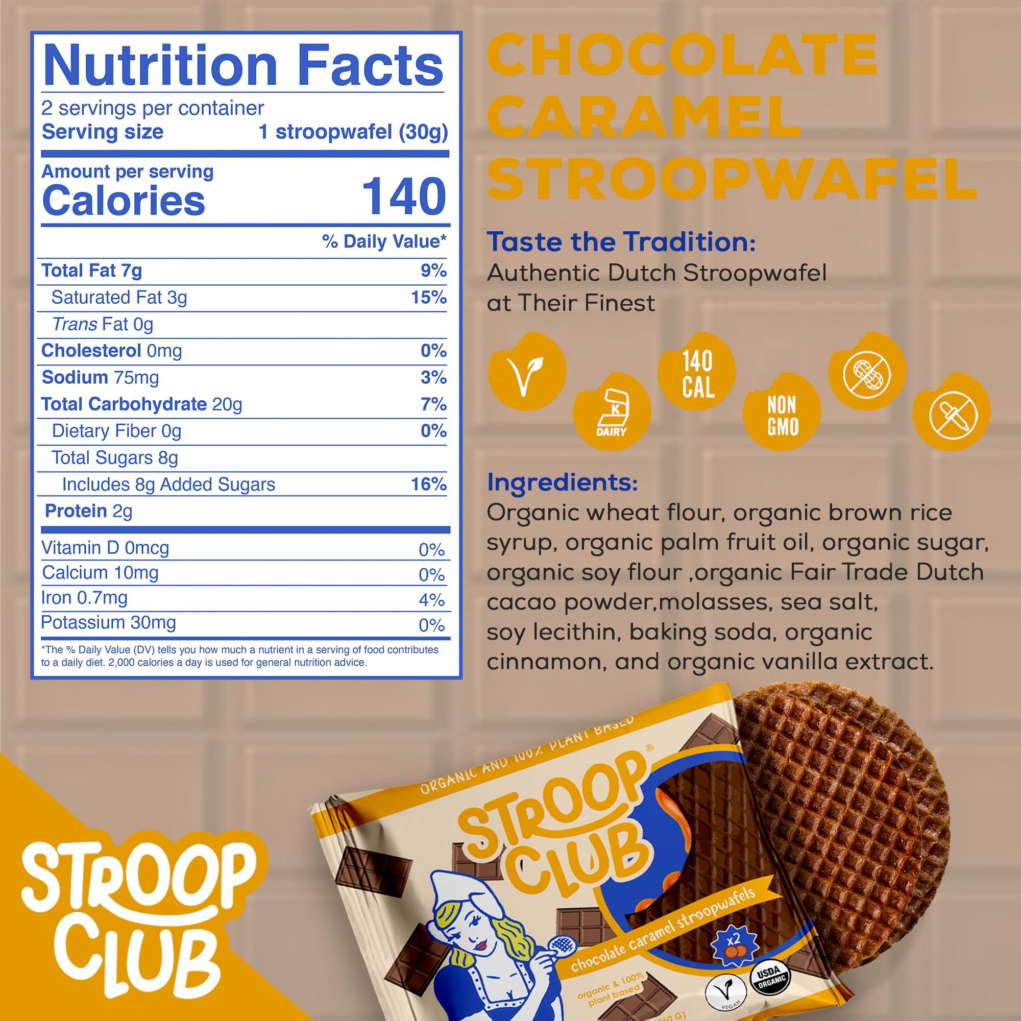 Stroop Club Stroop Club Organic Chocolate Infused Stroopwafel Caramel Treats | Vegan, Plant-Based and Dutch-Approved Indulgence - 12 Chocolate Waffle cookies (6 Pack of 2)
