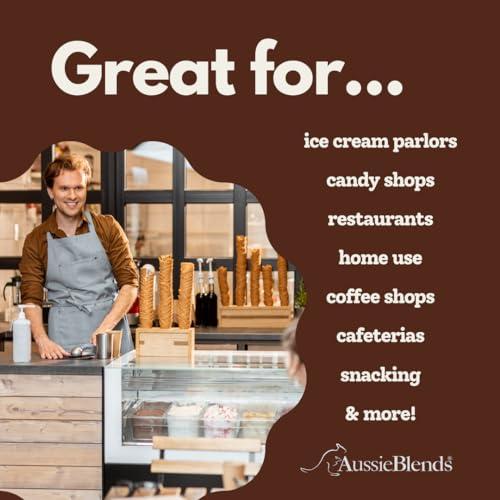 AussieBlends AussieBlends Waffle Ice Cream Cones Bulk For Soft Serve, Gelato, and Scooped Ice Cream, Waffle Cones Bulk, Belgian Chocolate Cone Flavor, 312 Count (Belgian Chocolate, Regular Size)