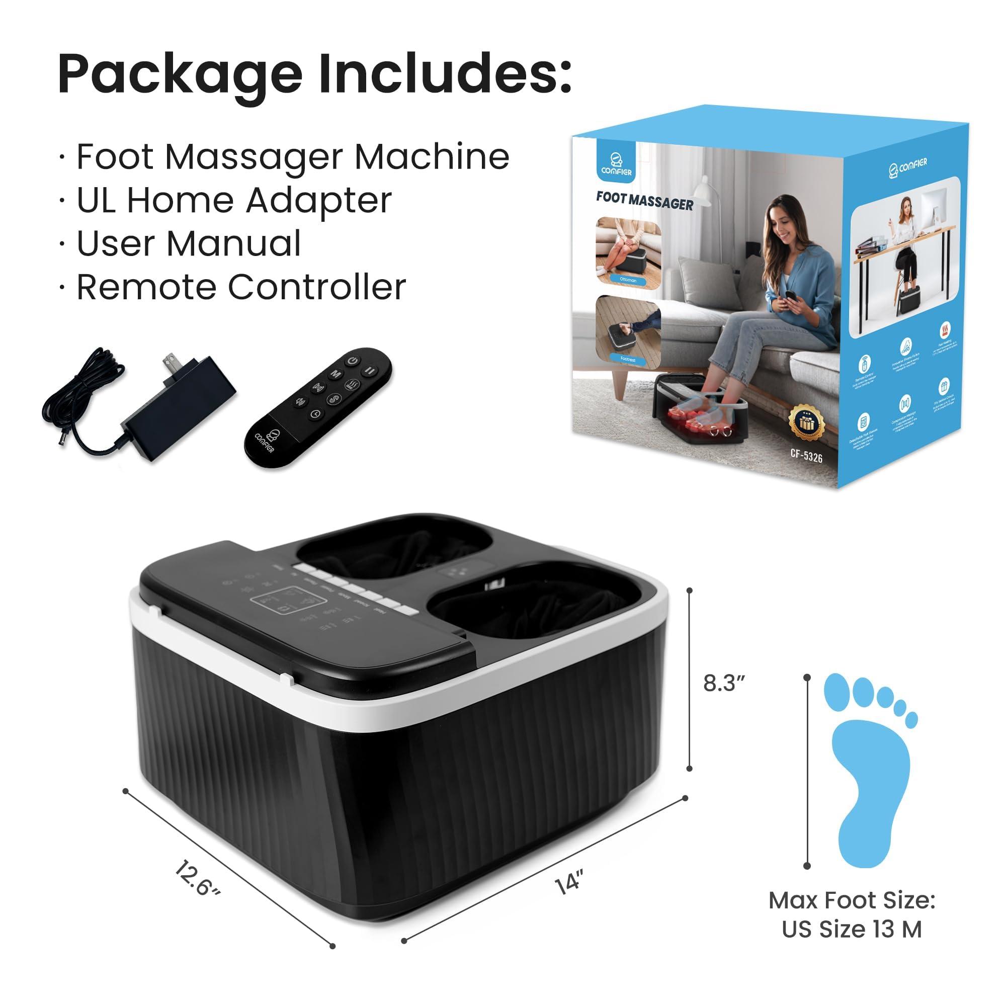 COMFIER COMFIER Foot Massager with Heat, FSA HSA Eligible Shiatsu Foot Massager Machine for Neuropathy Plantar Fasciitis, Squeeze & Rolling Foot Massage, Remote Control & Piano-Key Button, Up to Size 13