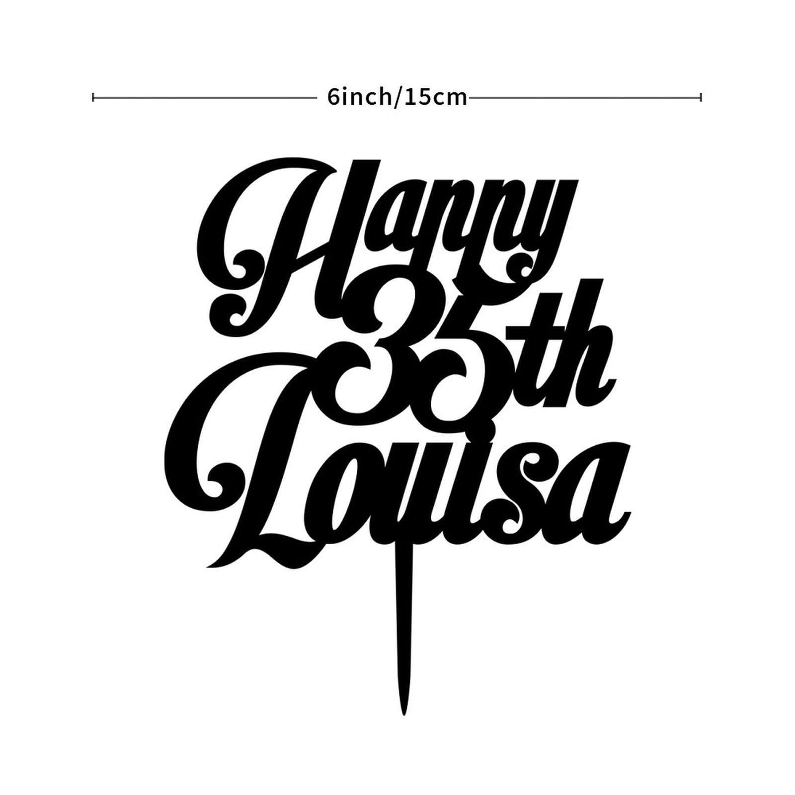 Generic Happy 35th Cake Topper Black Acrylic Happy Birthday Party Decorations Cake Toppers Custom Topper Birthday Cake Decoration Supplies Happy Birthday Gift to Children Adults Men Women Cake Toppers