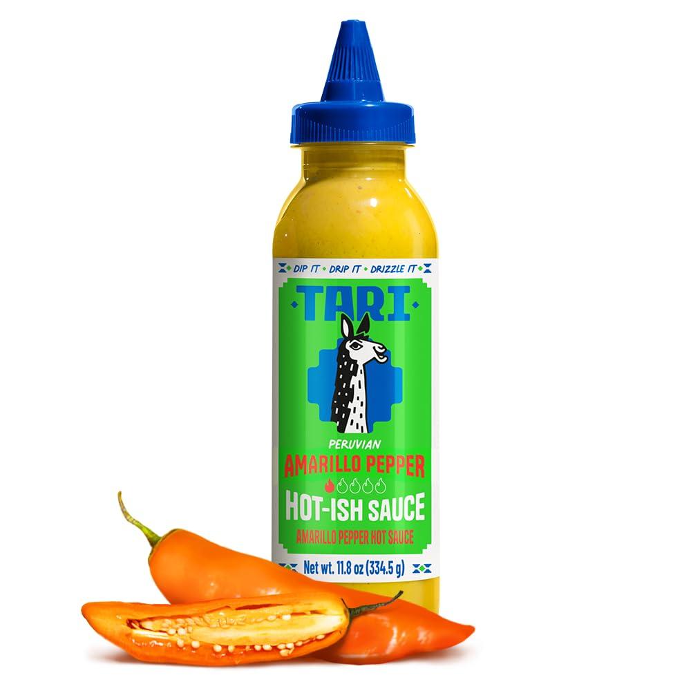 TARI Tari Hot Sauce - Peruvian Aji Amarillo - Perfect for Burgers, Tacos, Eggs, Chicken & more - 11.8 oz