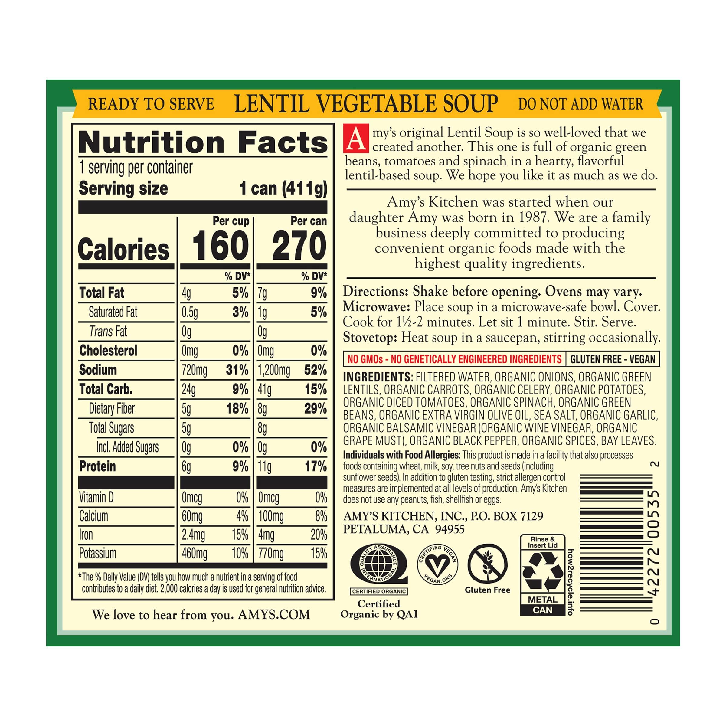 Amy\'s Amy\'s Lentil Vegetable Soup - 14.5 oz