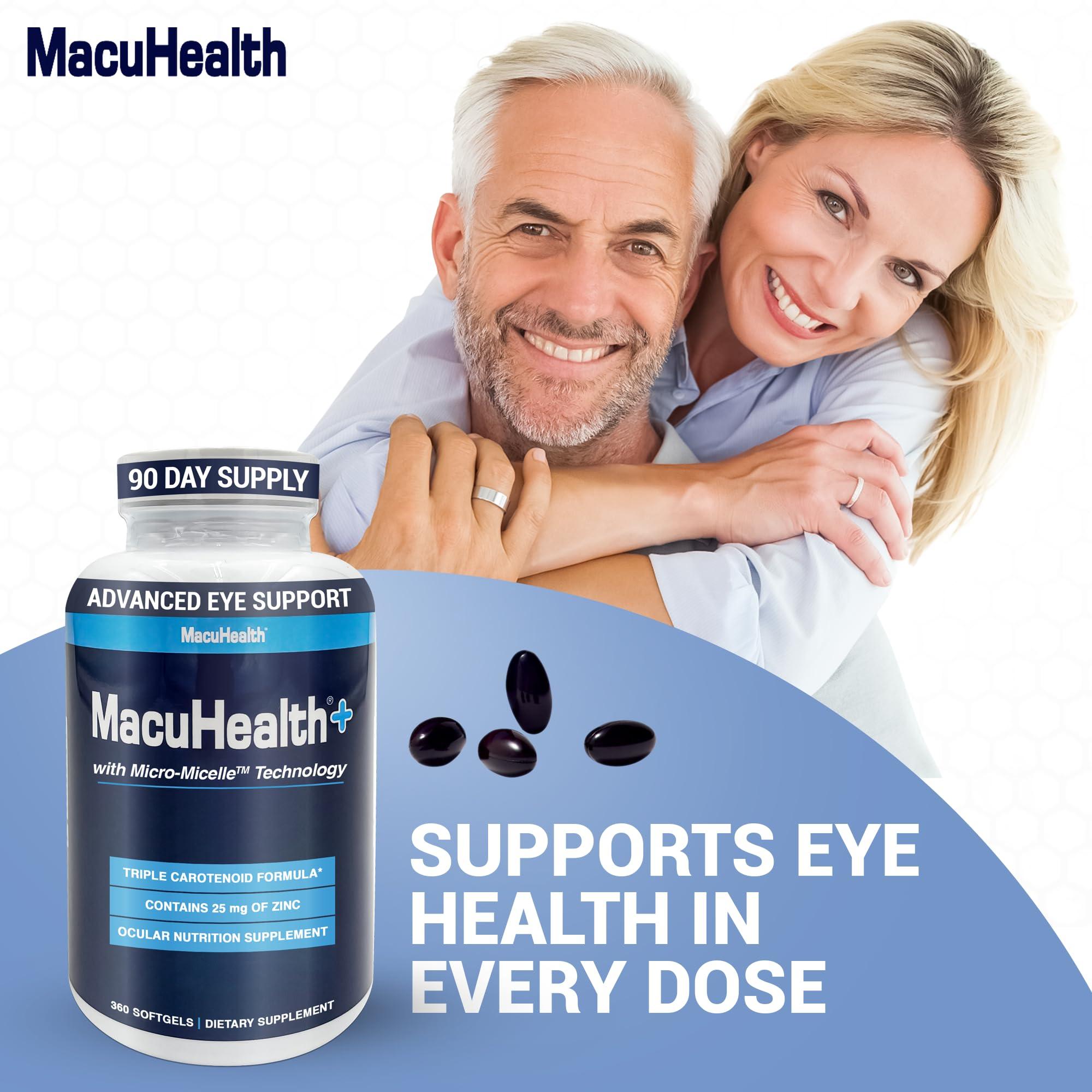 Macuhealth Macuhealth Plus+ Eye Vitamins Supplement for Adults - 90 Day Supply with Lutein, Zeaxanthin, and Meso-Zeaxanthin - Unflavored, Vitamin for Eyes