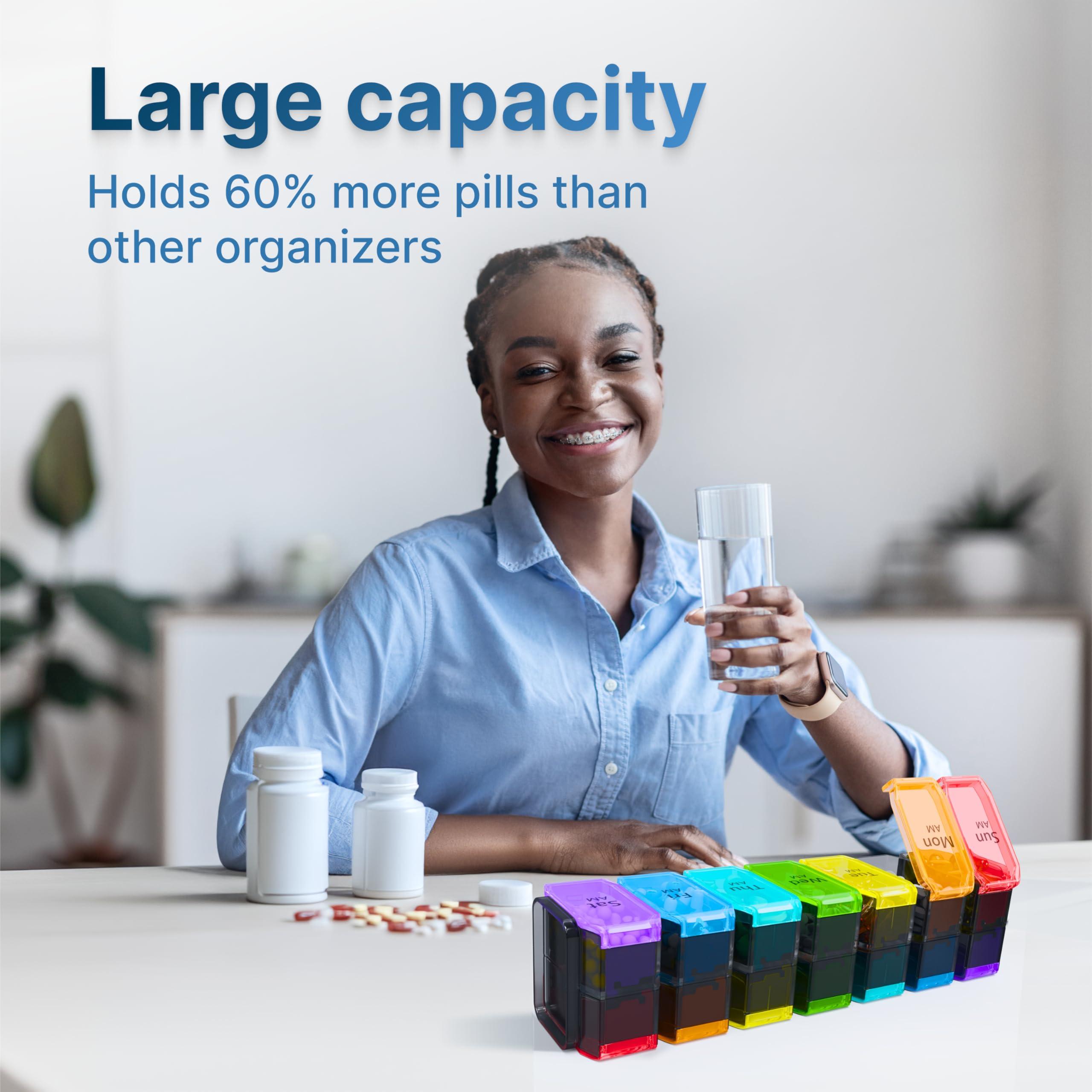BEXEEN Bexeen Extra Large Weekly Pill Organizer 2 Times a Day - Xl Pill Case Am Pm - Big Pill Box 7 Day Oversized Daily Vitamin Organizer Jumbo Pill Container Medicine Holder Twice a Day Supplement Dispenser