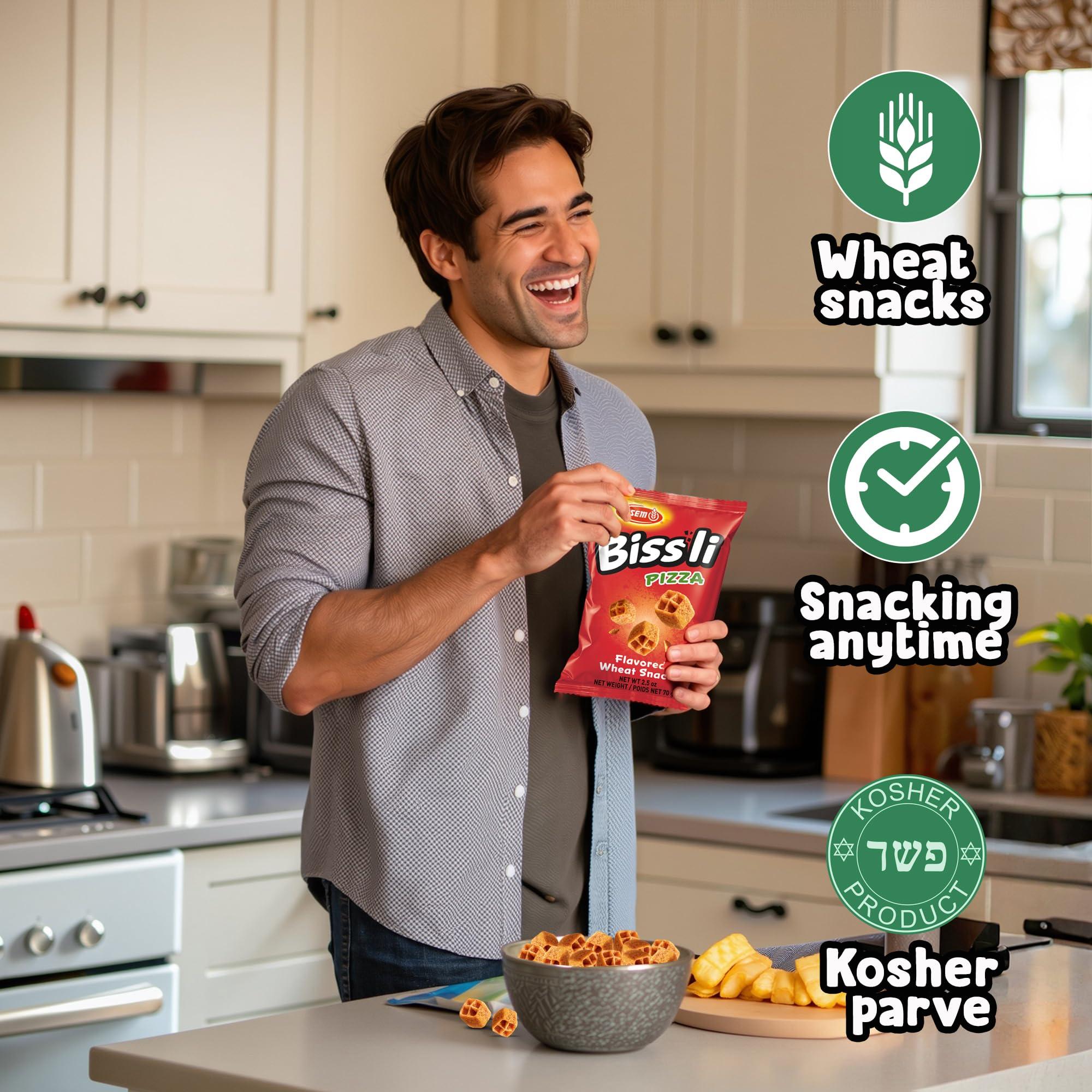 Osem Osem Bissli Pizza Flavored Wheat Snacks, 2.5oz Bags (Pack of 10) Bold Pizza Taste, Kosher, No Preservatives, Perfect for Lunches, Travel, and Anytime Snacking