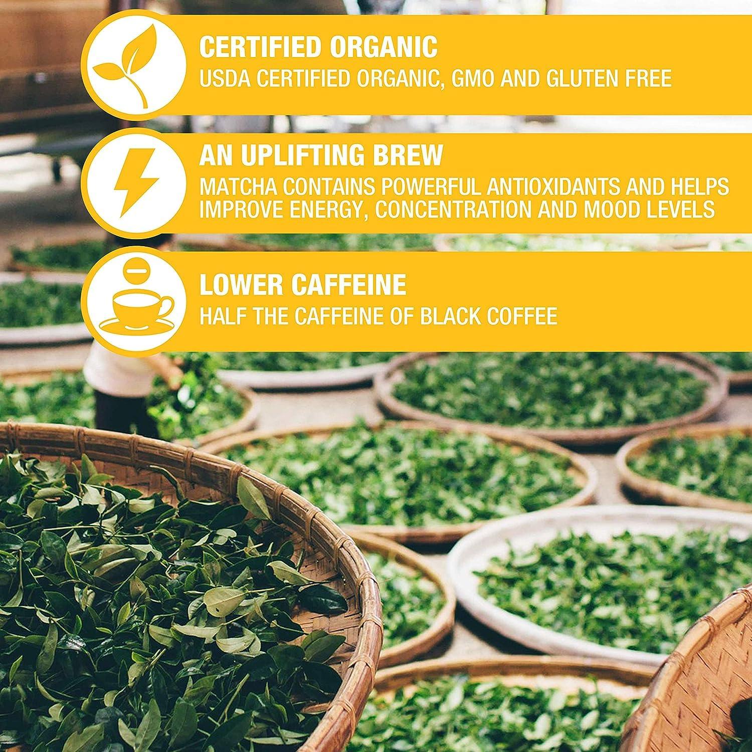 Tipson Tipson Organic Matcha Tea Infusions - Matcha Honey and Lemon Flavor - Non GMO and Gluten Free - 25 Premium Tea Bags (Pack of 1)