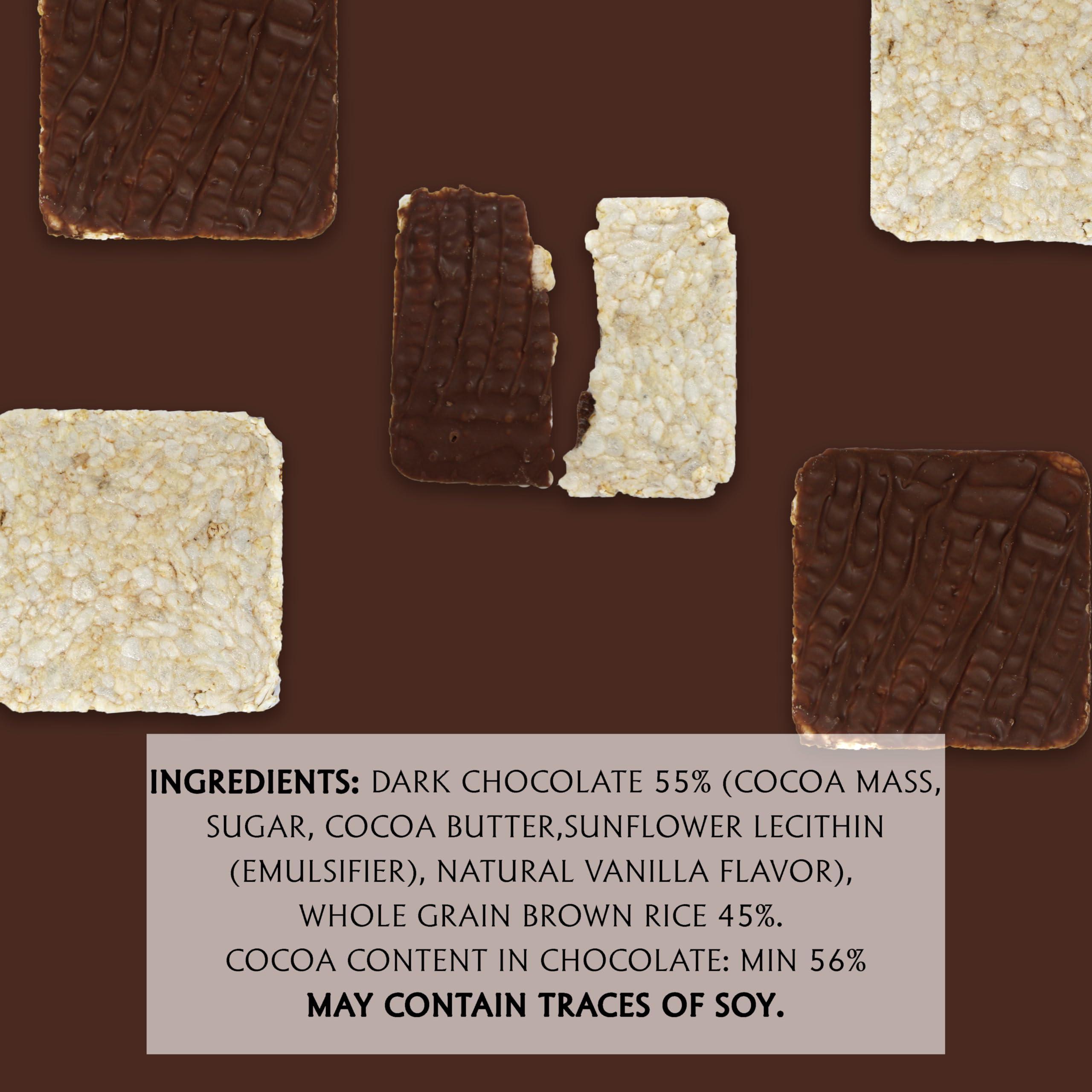 SNACKTERY Dark Chocolate Rice Cakes - Chocolate Coated Rice Cake Snacks - Whole Grain Dairy Free Gluten Free Rice Cakes - Healthy Low Calorie Snacks - Kosher - 3 Pack - 6 Cakes Per Pack - 18 Total