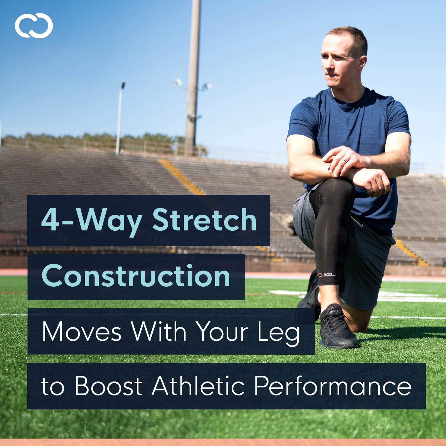 Copper Compression Copper Compression Leg Compression Sleeve - Copper Infused Knee Stabilizer Brace for Running, Meniscus Tear, ACL, MCL, Arthritis, Joint Pain Relief - Thigh & Calf Support for Men & Women - Black - M