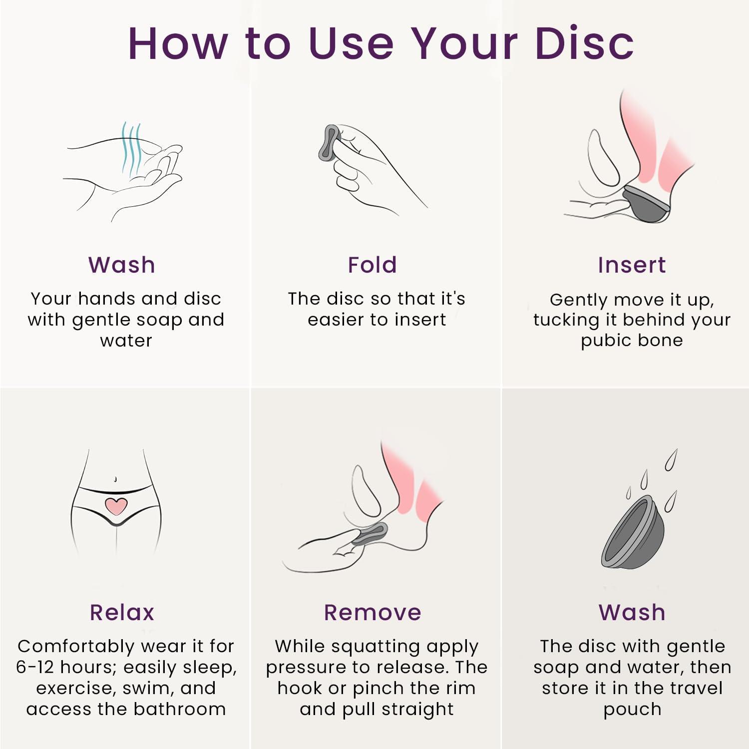 EcoBlossom Ecoblossom Reusable Menstrual Disc - Menstrual Cup - Soft Period Disc for Women Designed with Flexible, Medical-Grade Silicone Period Cup (Small, Black)