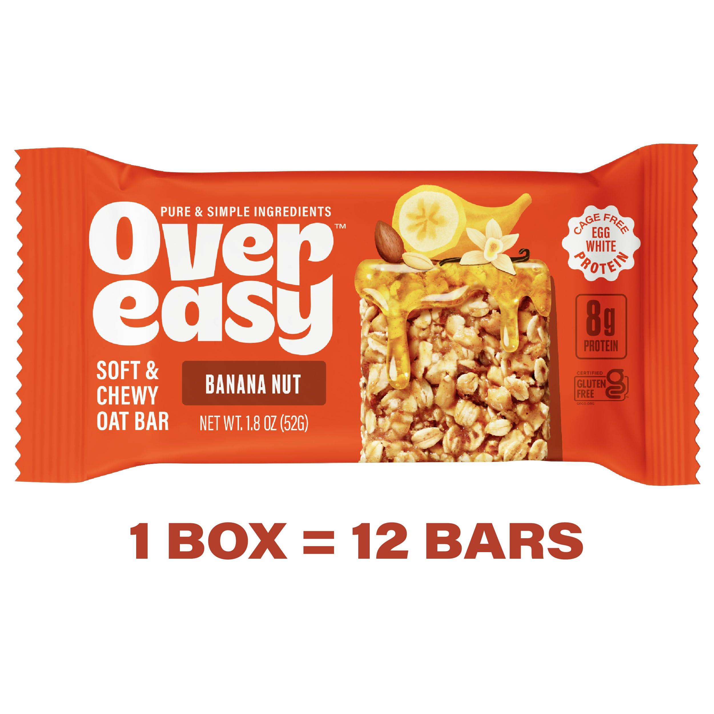 Over Easy Over Easy Soft and Chewy Granola Breakfast Bars - Granola and Protein Bars - Energy Snack Bars - Clean, Gluten Free, Dairy Free, Soy Free and Kosher (Banana Nut, 12 Count)