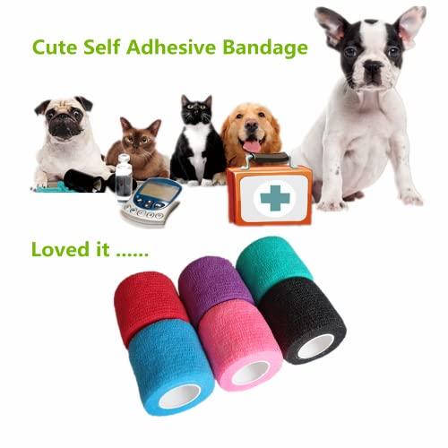 Baisunt Baisunt 6 Pack 2 Inches Cohesive Bandage Self Adhesive Wrap Elastic Self Adherent Vet Wrap Breathable Self Stick Tape for Wrist, Ankle, Sports, Tatoo Wrap(5 Yards, White)