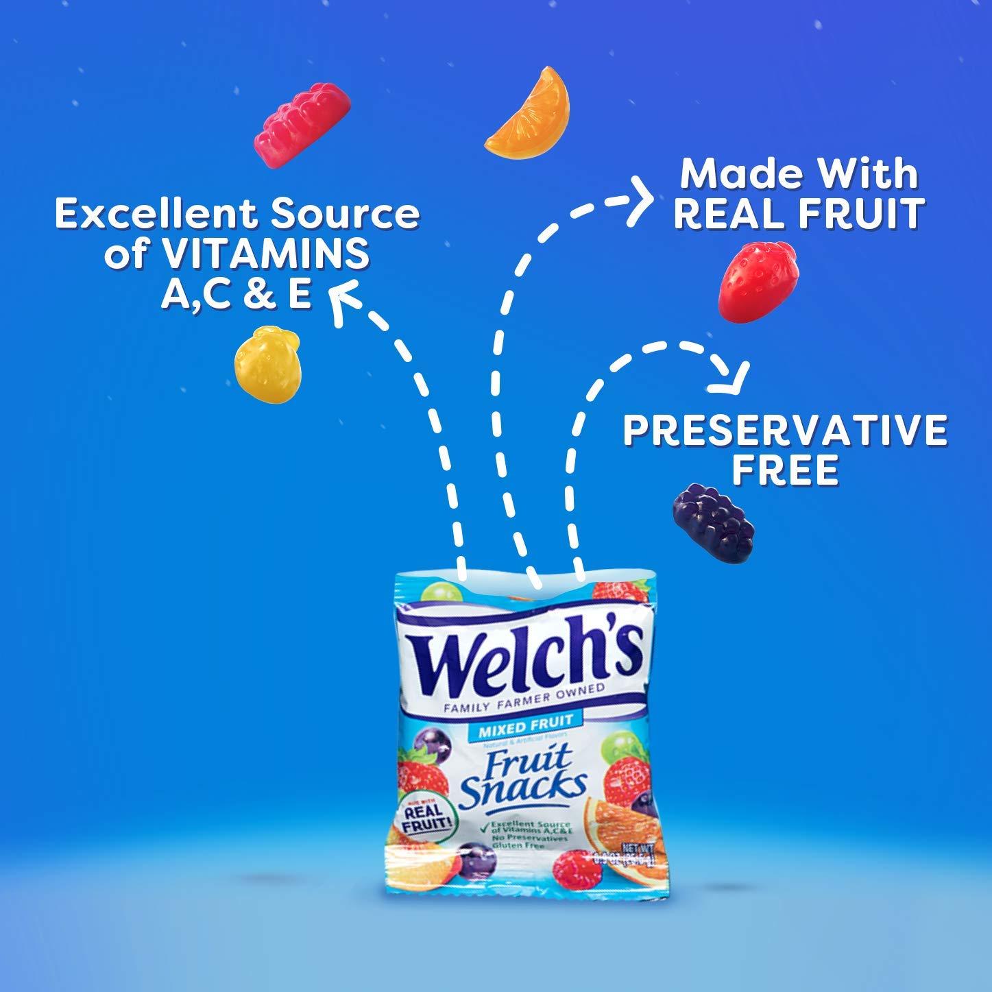 Welch's Welch's Fruit Snacks, Mixed Fruit, Gluten Free, Bulk Pack, 0.9 oz Individual Single Serve Bags (Pack of 66)