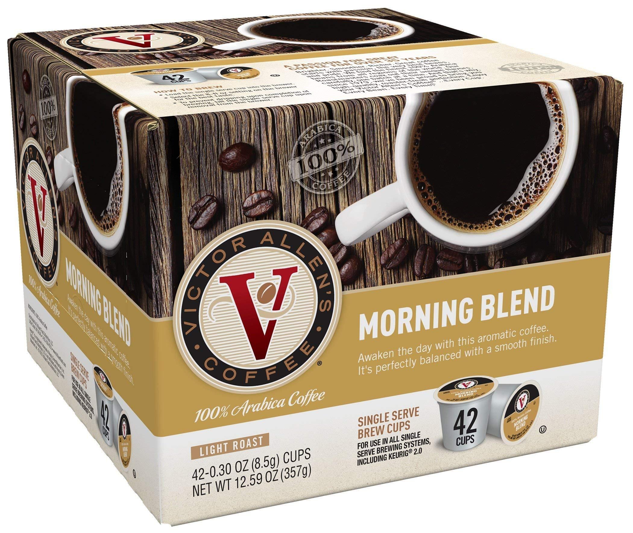 Victor Allen Victor Allen\'s Coffee Morning Blend and Decaf Morning Blend Coffee Pods for Keurig (80 Count)