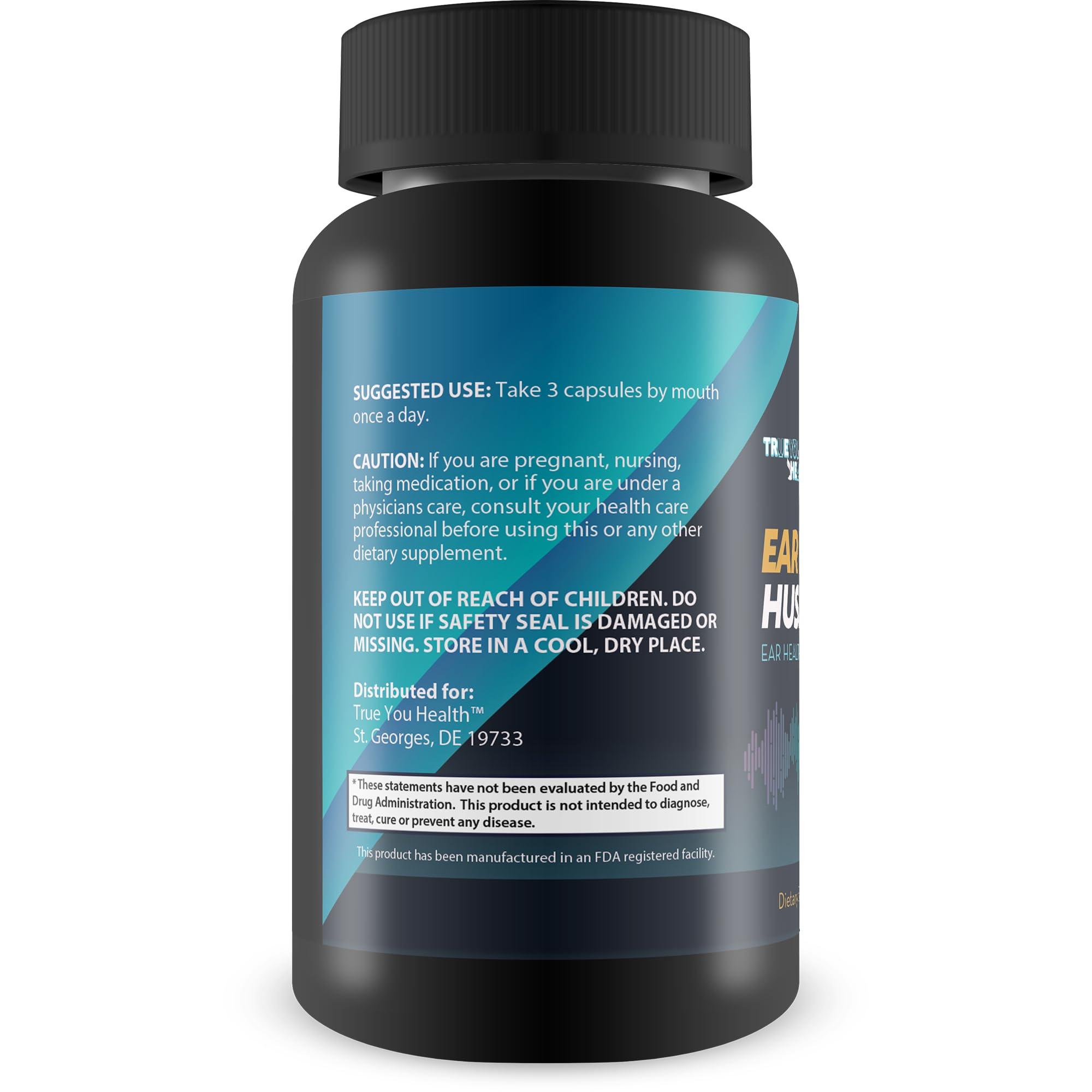 True You Health Ear Ringing Hush Pro - Tinnitus Relief for Ringing Ears - Hearing Support Supplement - Support Reduced Swelling & Improved Circulation for Ear Ringing Relief - Natural Formula Ear Ringing Pills