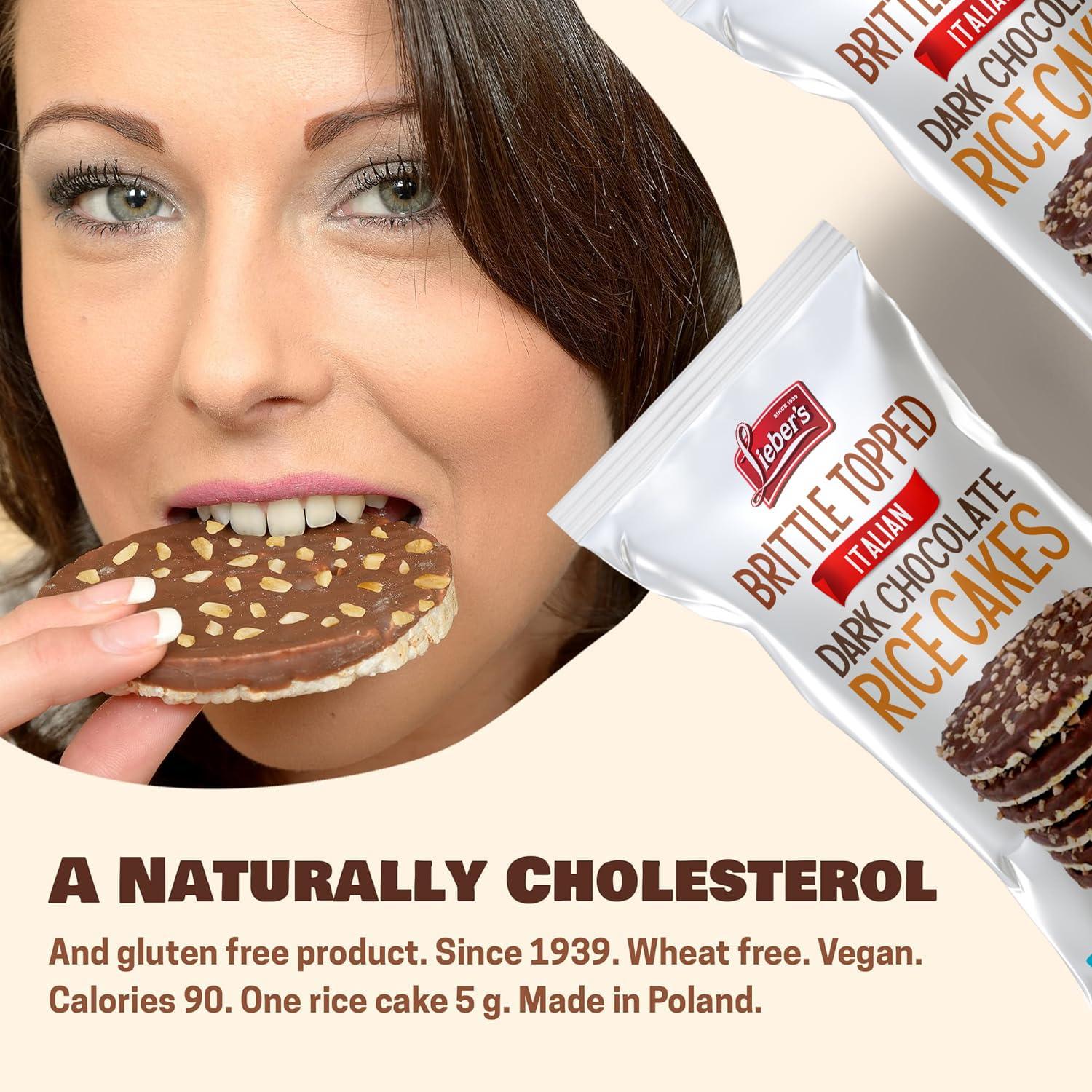 LIEBERS LIEBERS Thin Chocolate Rice Cakes, Kosher Certified Dairy and Dairy Free Options, Gluten Free Snack (Brittle Topped Dark Chocolate)