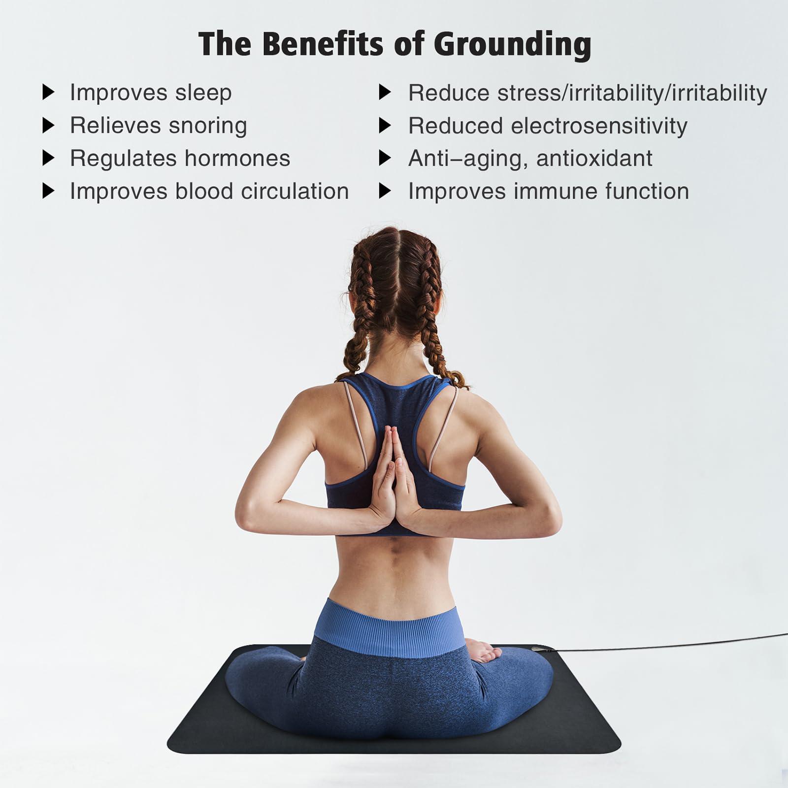 HRSDZKJ Grounding Mat for Sleep,Healthy Grounding Energy with Grounding Wristband and 15ft Straight Cord, Reduce Inflammation, Improve Sleep and Helps with Anxiety (24x16 Inch)