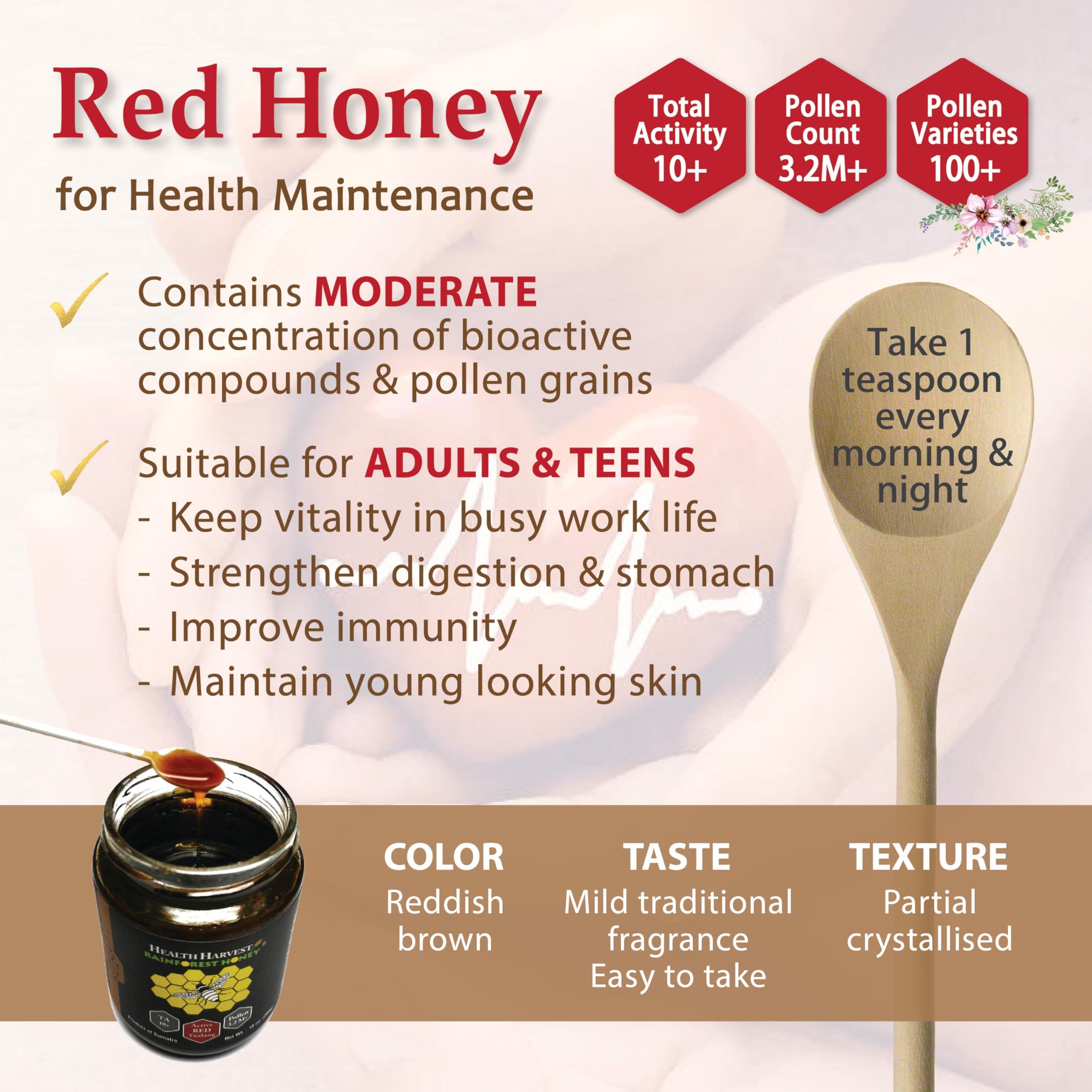 Health Harvest Tualang Honey 1.8oz x 3 Jars (Black, Red, Yellow Honey) | TA 9.5+ to 11.5+ | Pollen Count 2.4M+ to 3.2M+ | Pollen Variety 100+ | Wild-ripening on 250ft Treetop | Raw, Unpasteurised, Unfiltered