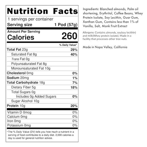 Energy Pods Coffee Energy Pod, Snack & Meal Replacement Cup, Sugar-Free, Gluten-Free, Keto, Vegetarian, 10g Whey Protein, Made with Fresh Roasted Guatemalan Beans (Pack of 8)