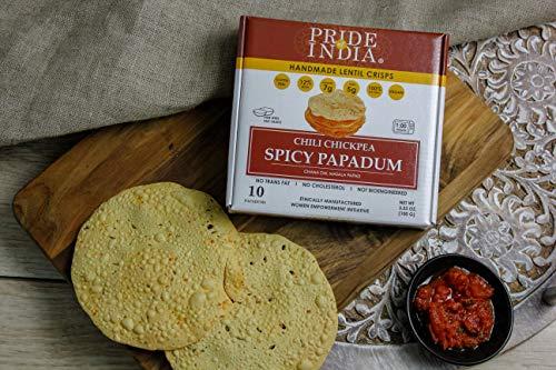 Pride Of India Pride Of India - Spicy Chickpea Masala Papadum Lentil Crisp, 10 count (3.53oz - 100gm) - Microwaveable Instant Chips, Gluten-Free Vegan Crackers, Healthy Protein, Fiber & Iron Rich Snacks