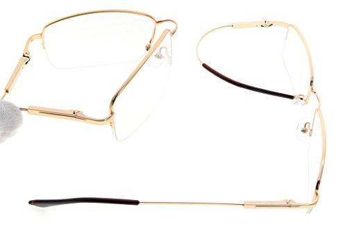 Eyekepper Eyekepper Mens Half-Rim Reading Glasses Memory Readers with Bendable Titanium Bridge and Temple (Gold,+0.75)