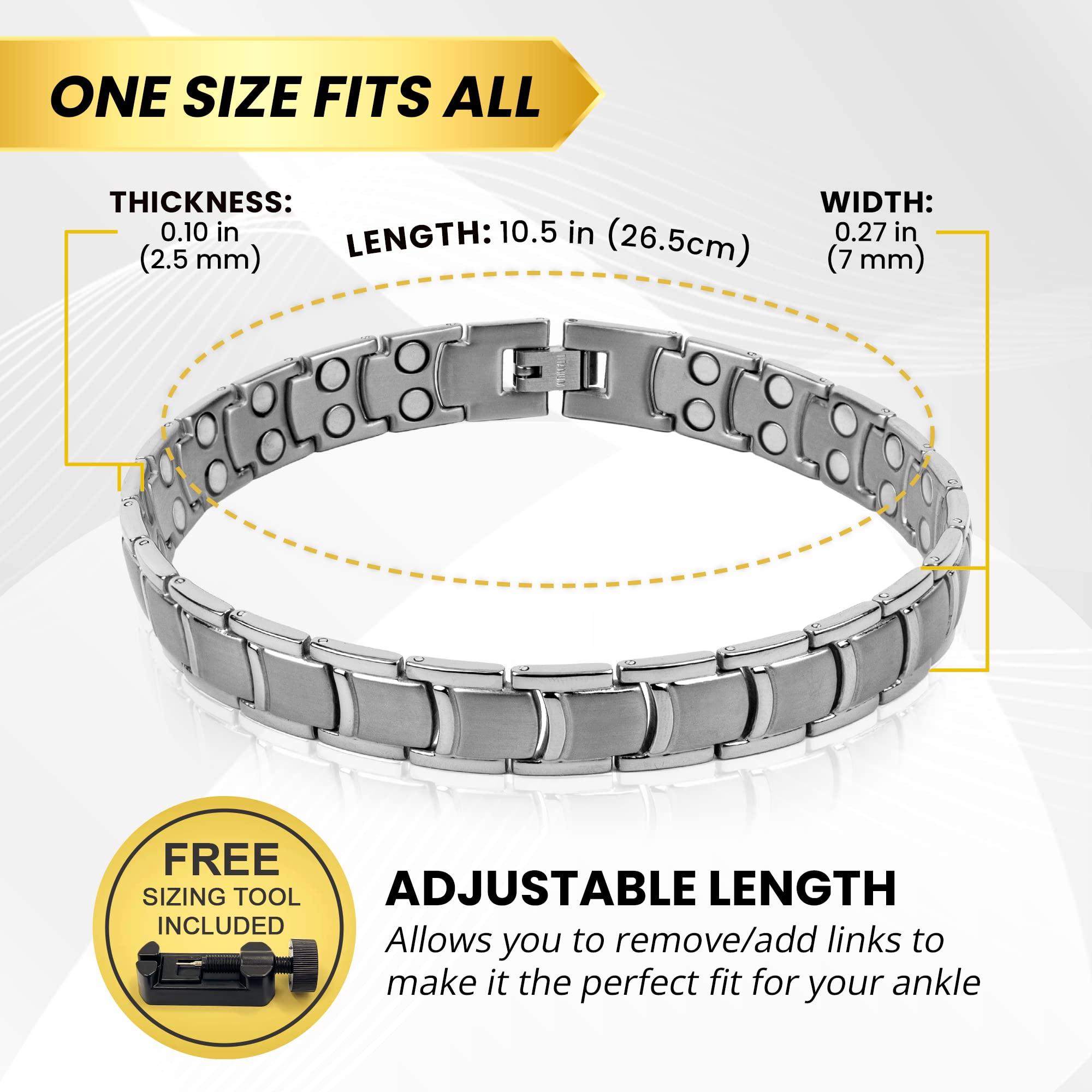 MagnetRX MagnetRX Ultra Strength Magnetic Anklet Effective Magnetic Ankle Bracelets for Men Titanium Mens Ankle Bracelet with 48 Magnets (Silver)