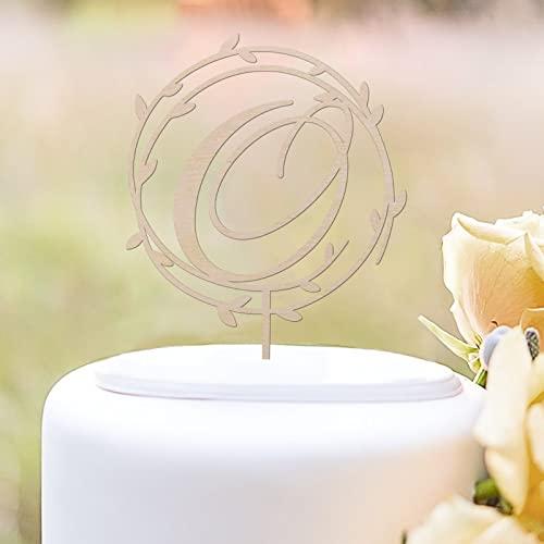 buythrow Rustic Wood Letter O Wedding Cake Toppers, Custom Letters Cake Topper,Floral Wedding Cake Topper,initial Letters Cake Topper Custom Any Initial Cake Topper for Wedding Birthday Party Supplies