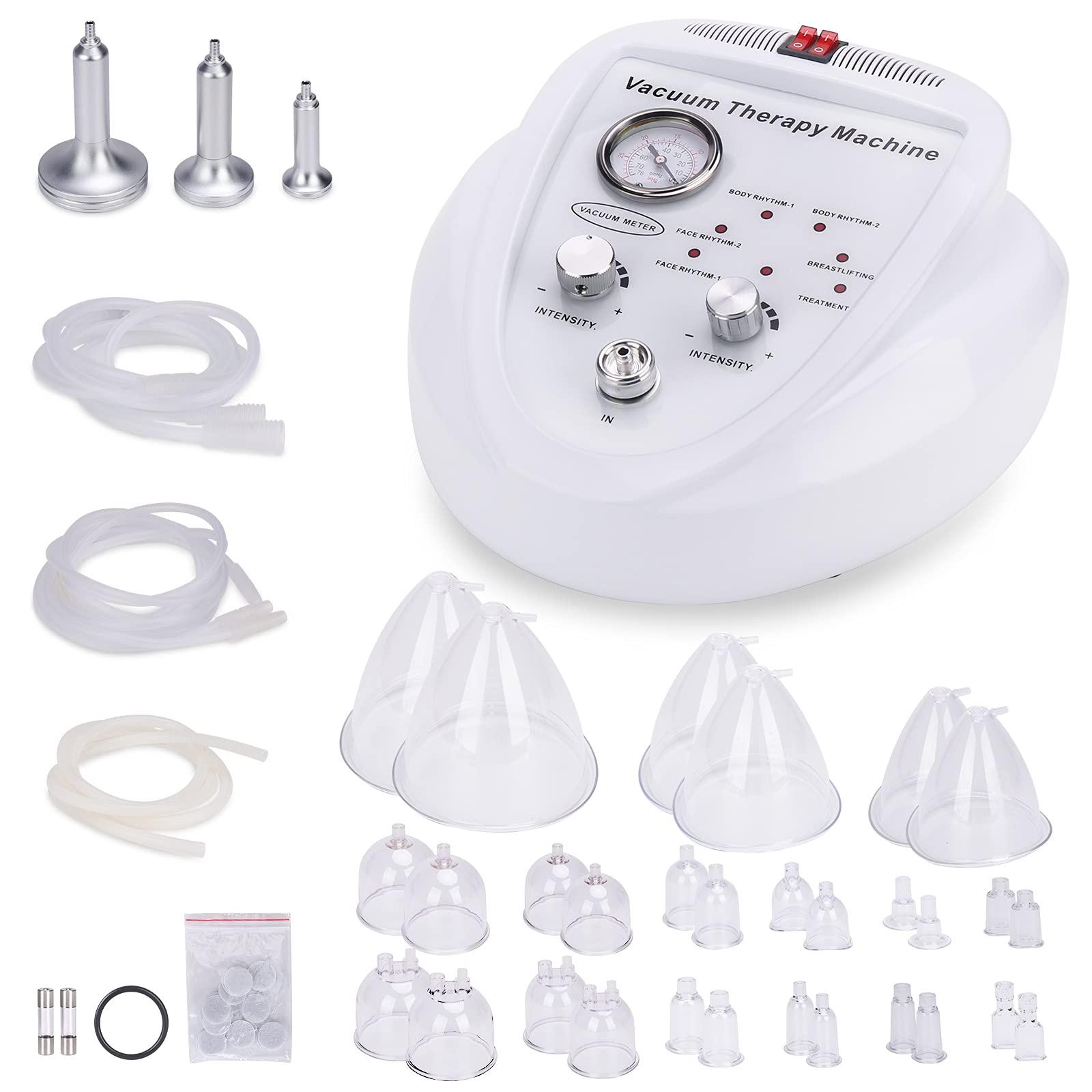 Meifuly Vacuum Therapy Cupping Machine with 30 Cups and 3 Metal Gua Sha Handles for Salon SPA, Body, Back, Face Massage Care