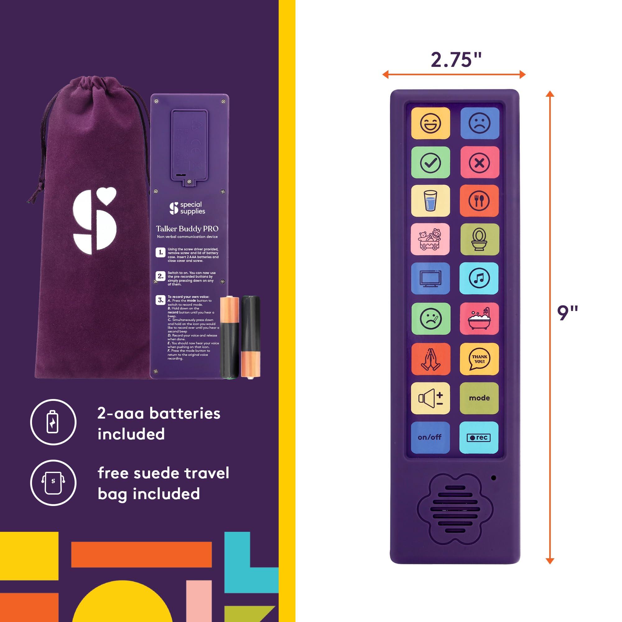 Special Supplies Special Supplies AAC Communication Device for Speech Therapy, Talker Buddy Communication Device for Non Verbal Kids & Adults, Autism Talking Aids for Home or School, Travel Bag, Recording Option