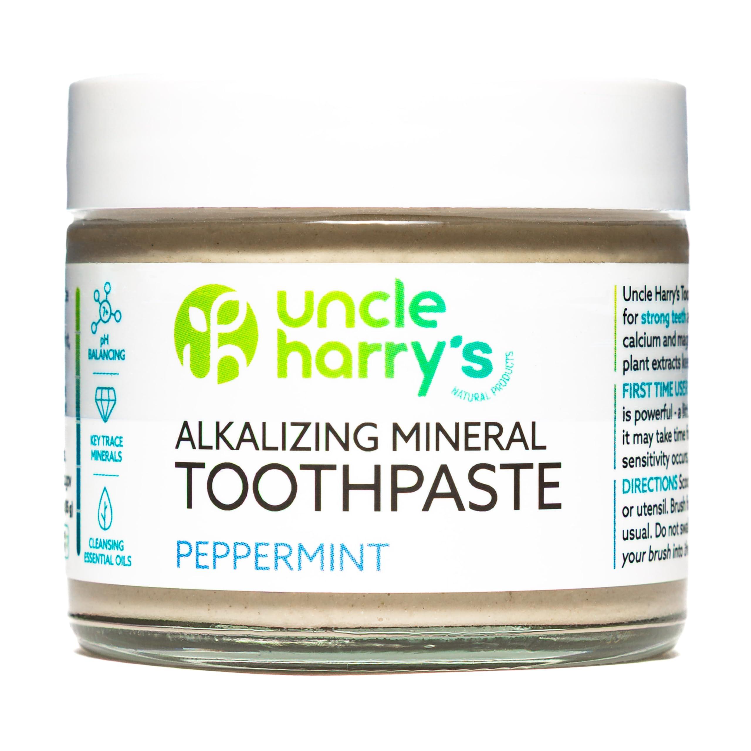 Uncle Harry's Uncle Harry's Natural & Fluoride-free Remineralizing Toothpaste - Freshens Breath & Strengthens Enamel - Peppermint, 3 Ounce (Pack of 6)