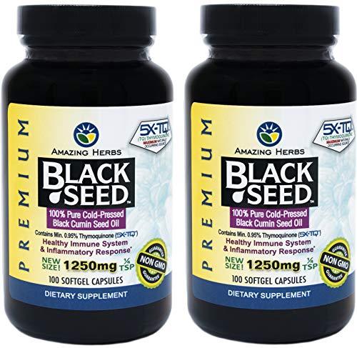 Amazing Herbs Amazing Herbs Black Seed Oil Pills 1250mg, 100 Softgel Capsules (Pack of 2)