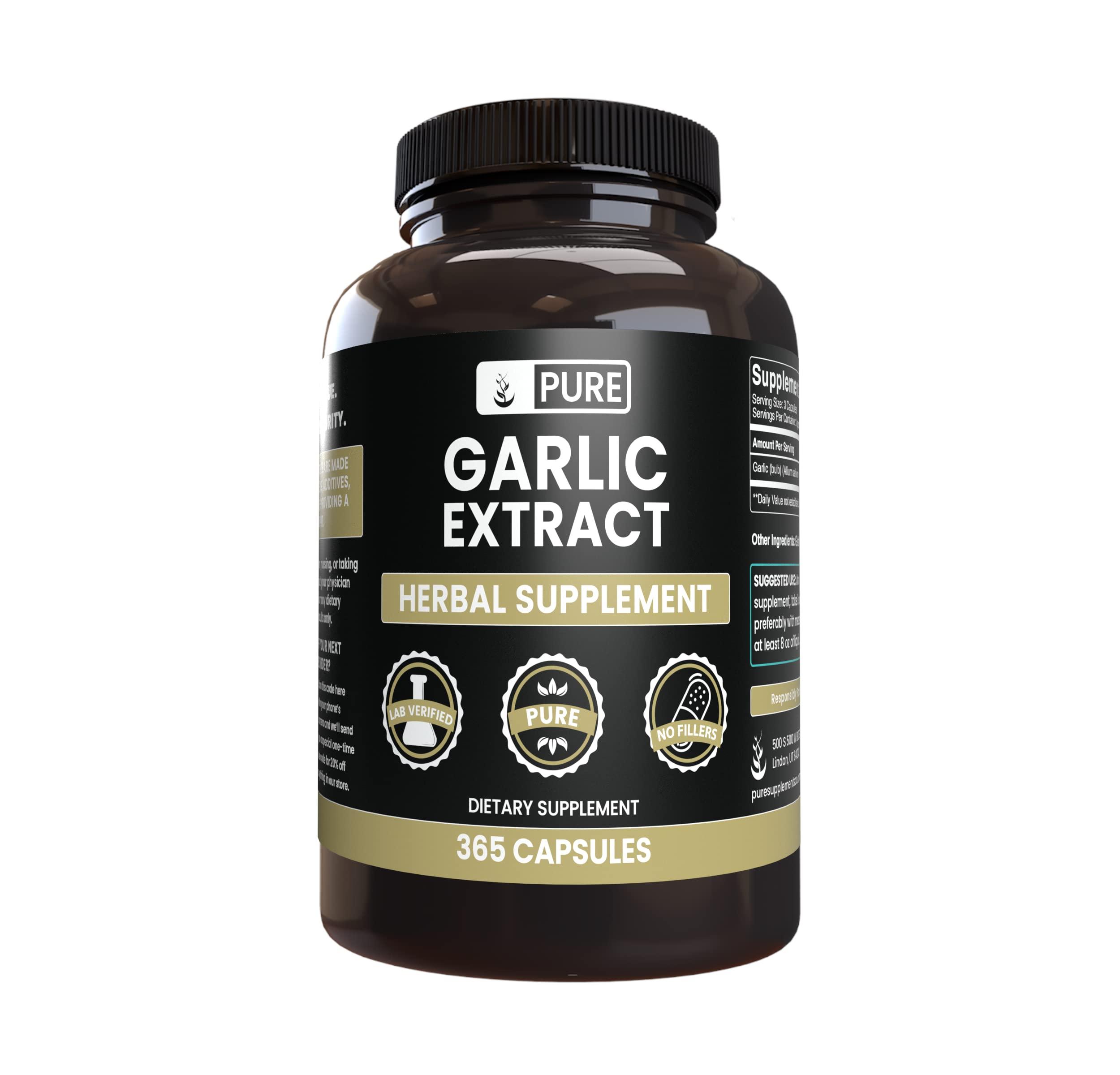 PURE ORIGINAL INGREDIENTS Pure Original Ingredients Garlic Extract (365 Capsules) No Magnesium Or Rice Fillers, Always Pure, Lab Verified