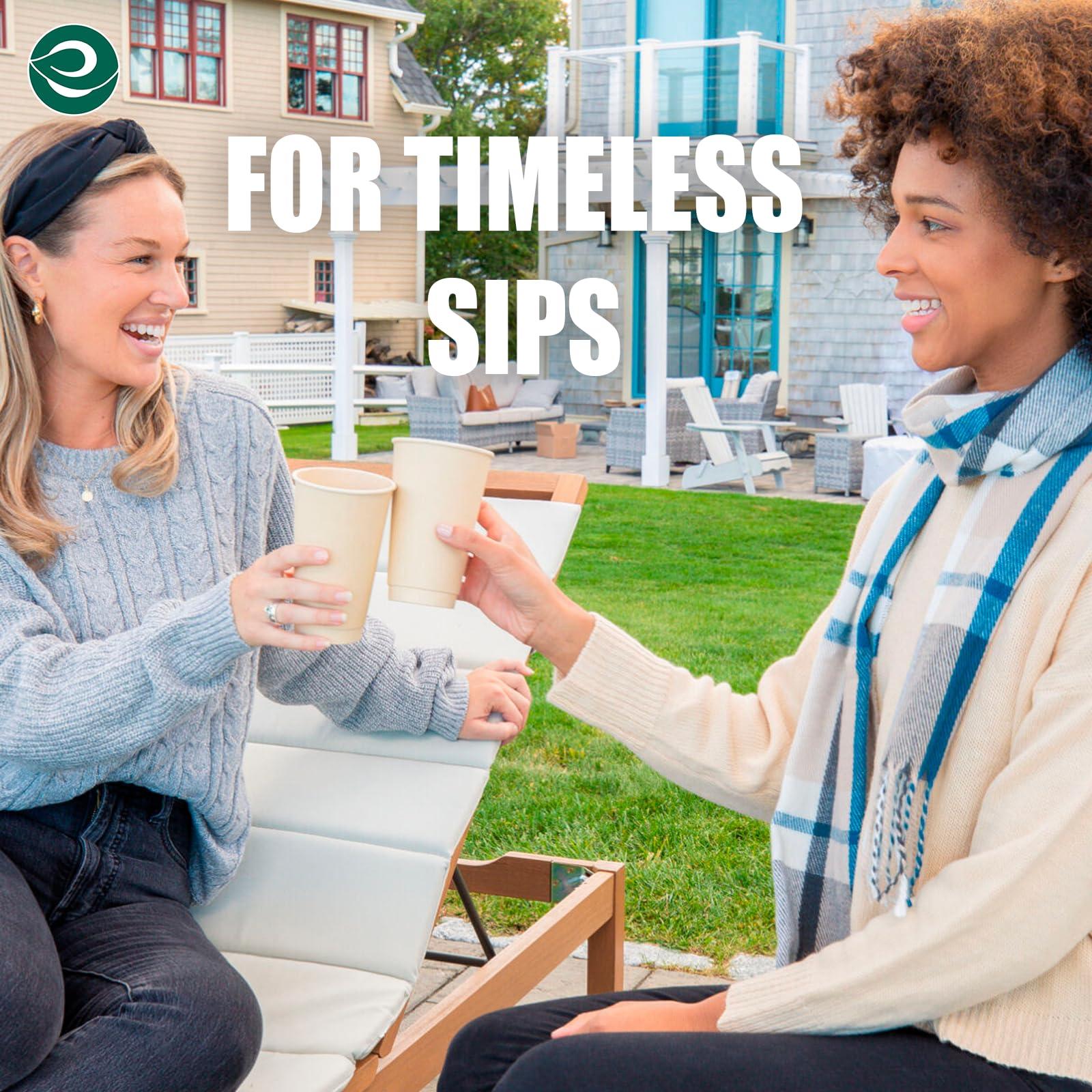 ECO SOUL ECO SOUL 100% Compostable Plant-Based (PFAS-Free) 16oz Hot Cups | (100 Count, 16 oz Hot Cups) | Disposable Bagasse Paper Cups | Eco-friendly Cups | Sturdy, Microwave & Oven Safe