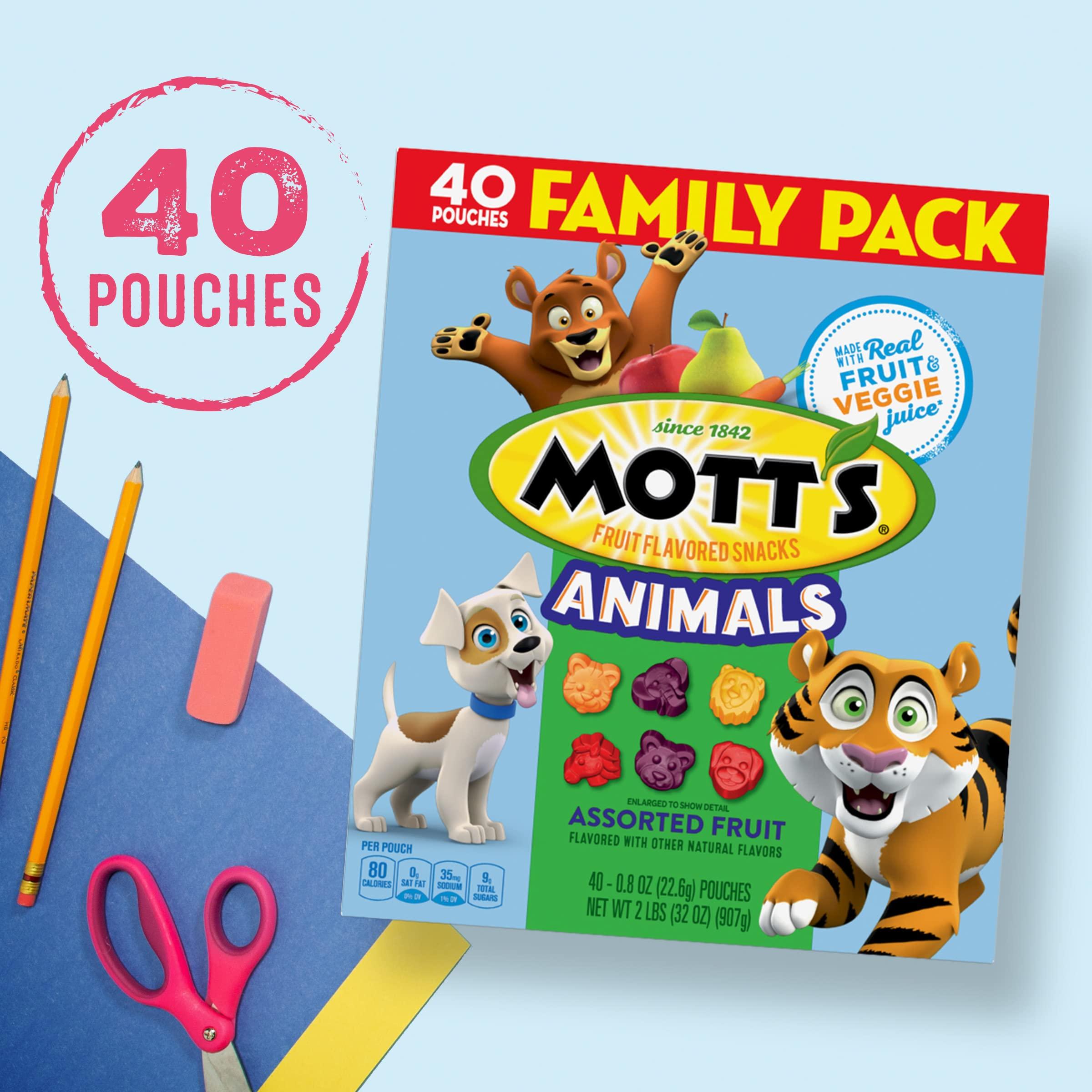 Mott's Mott\'s Animals Fruit Snacks, Family Pack, Assorted Fruit, 32 oz, 40 ct (Pack of 4)