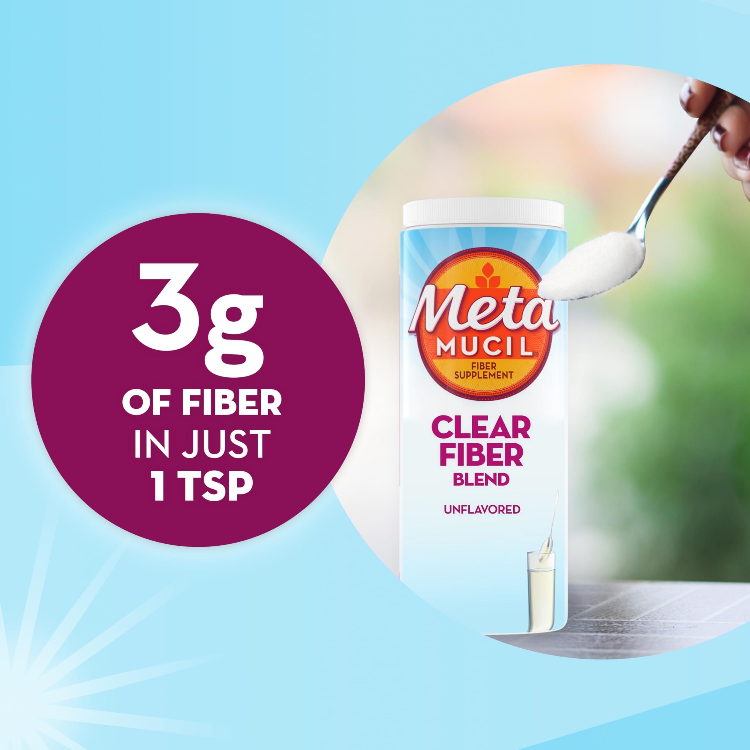 Metamucil Metamucil Fiber Supplement, Unflavored Clear Mixing Powder, No Grit, No Sugar Added, Plant Based Prebiotic Fiber Blend for Daily Digestive Health, 75 teaspoons