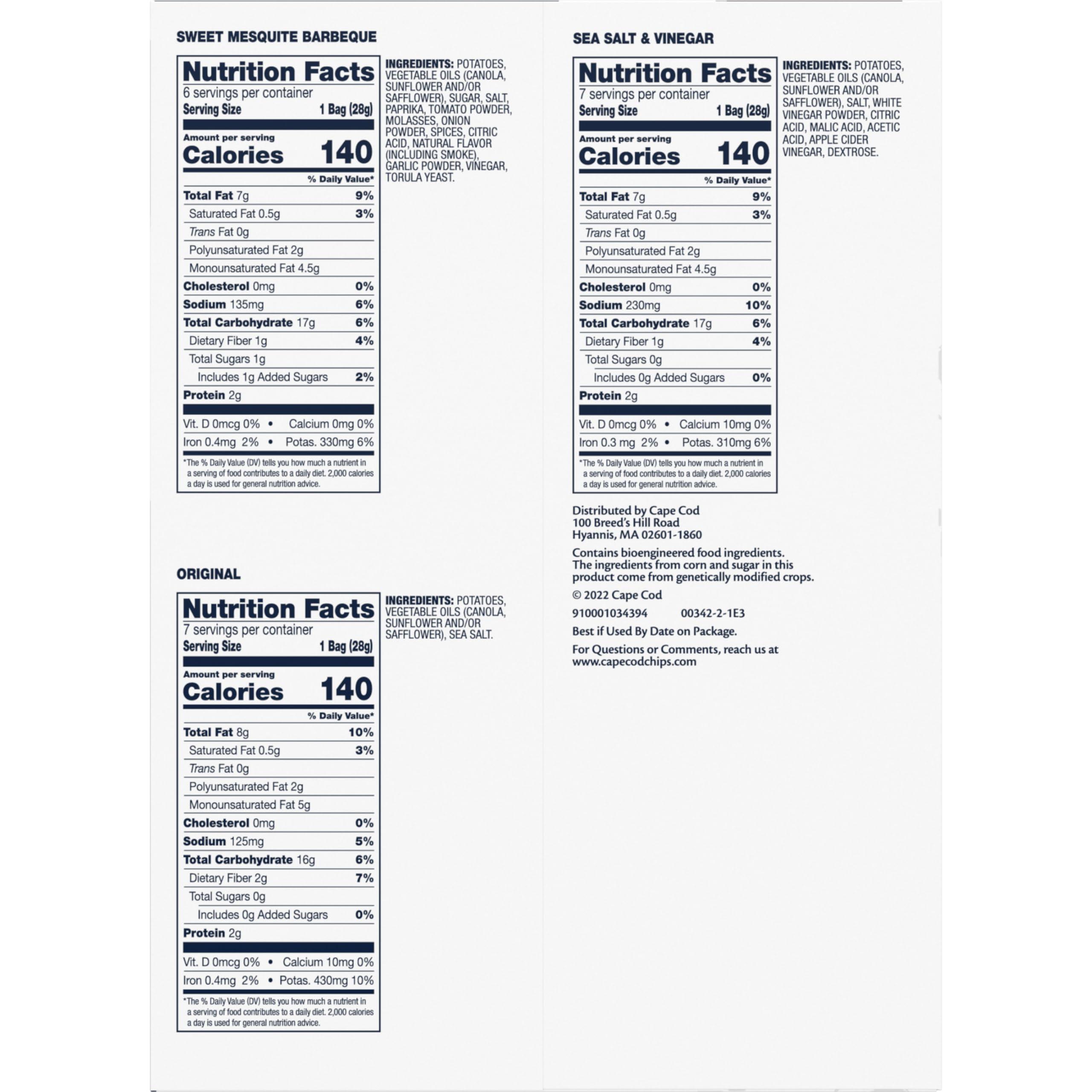 Cape Cod Cape Cod Potato Chips Variety Pack, 1 Oz, (Pack of 20)