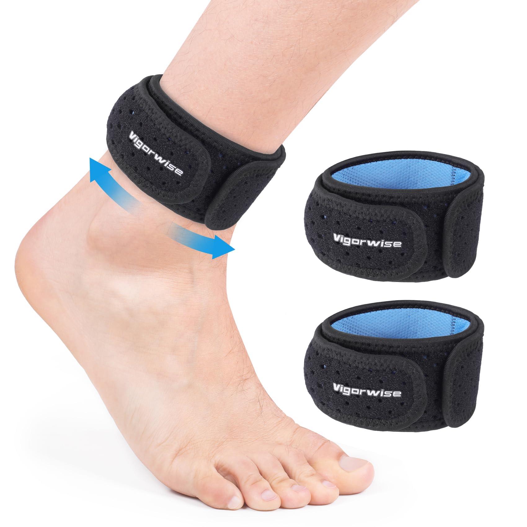 Vigorwise Vigorwise Achilles Tendonitis Brace, 2Pcs Adjustable Achilles Ankle Strap for Men Women, Blue Ankle Brace with Silicone Pad for Achilles Pain, Running, Cycling, Hiking, Sports