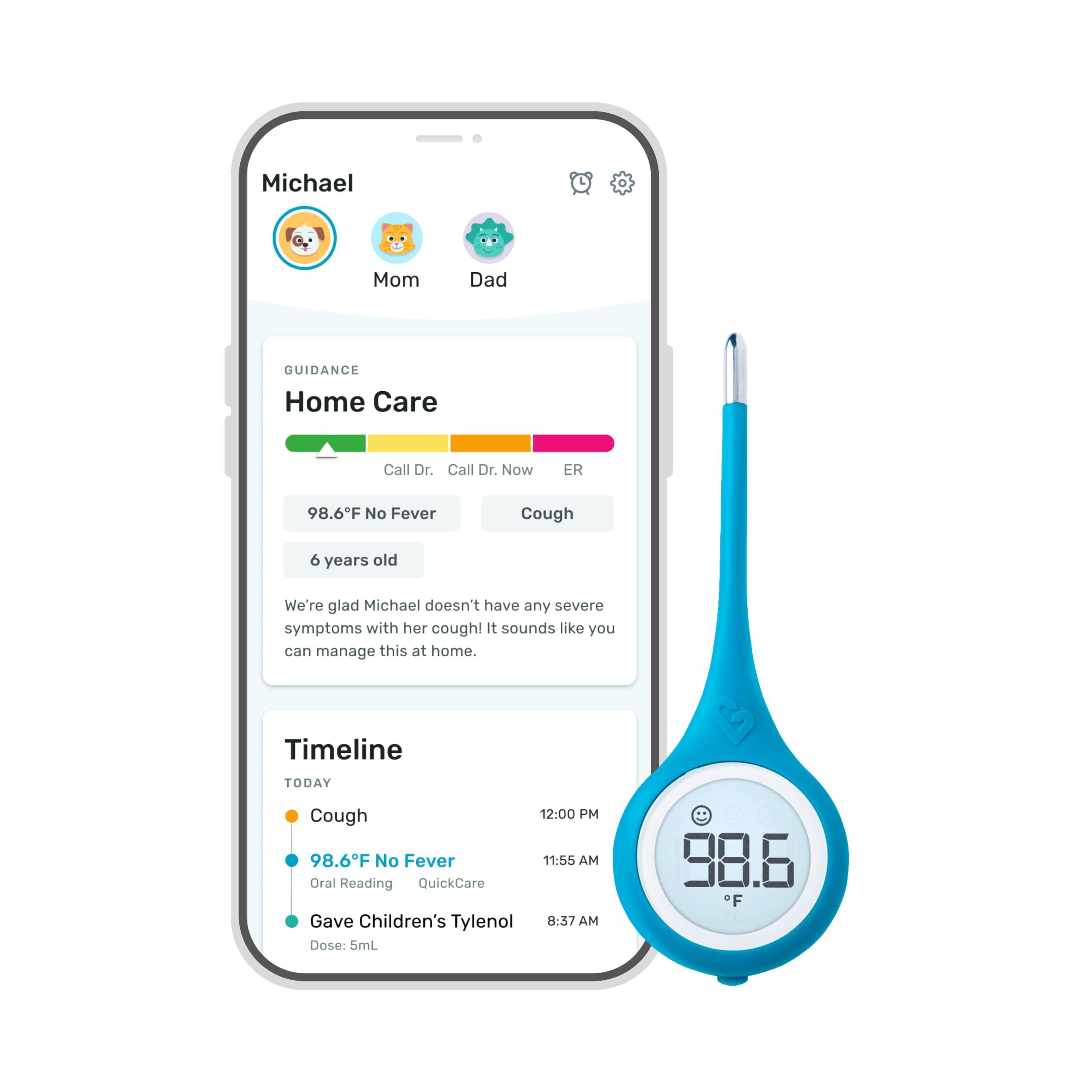 Kinsa Kinsa QuickCare Smart Digital Thermometer - Medical Termometro FDA Cleared