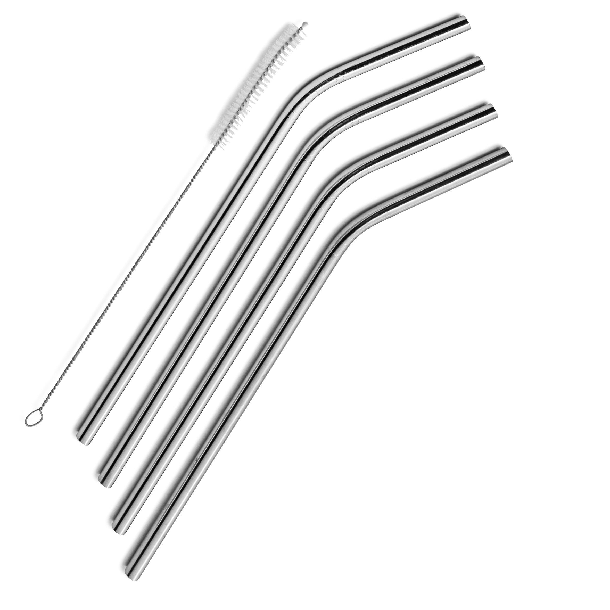 SIPWELL SipWell Stainless Steel Drinking Straws Set of 4, Curved metal Straws reusable for 20 0z Tumbler, | Fits all Yeti SIC Simple Modern Tumblers, Cleaning Brush Included.